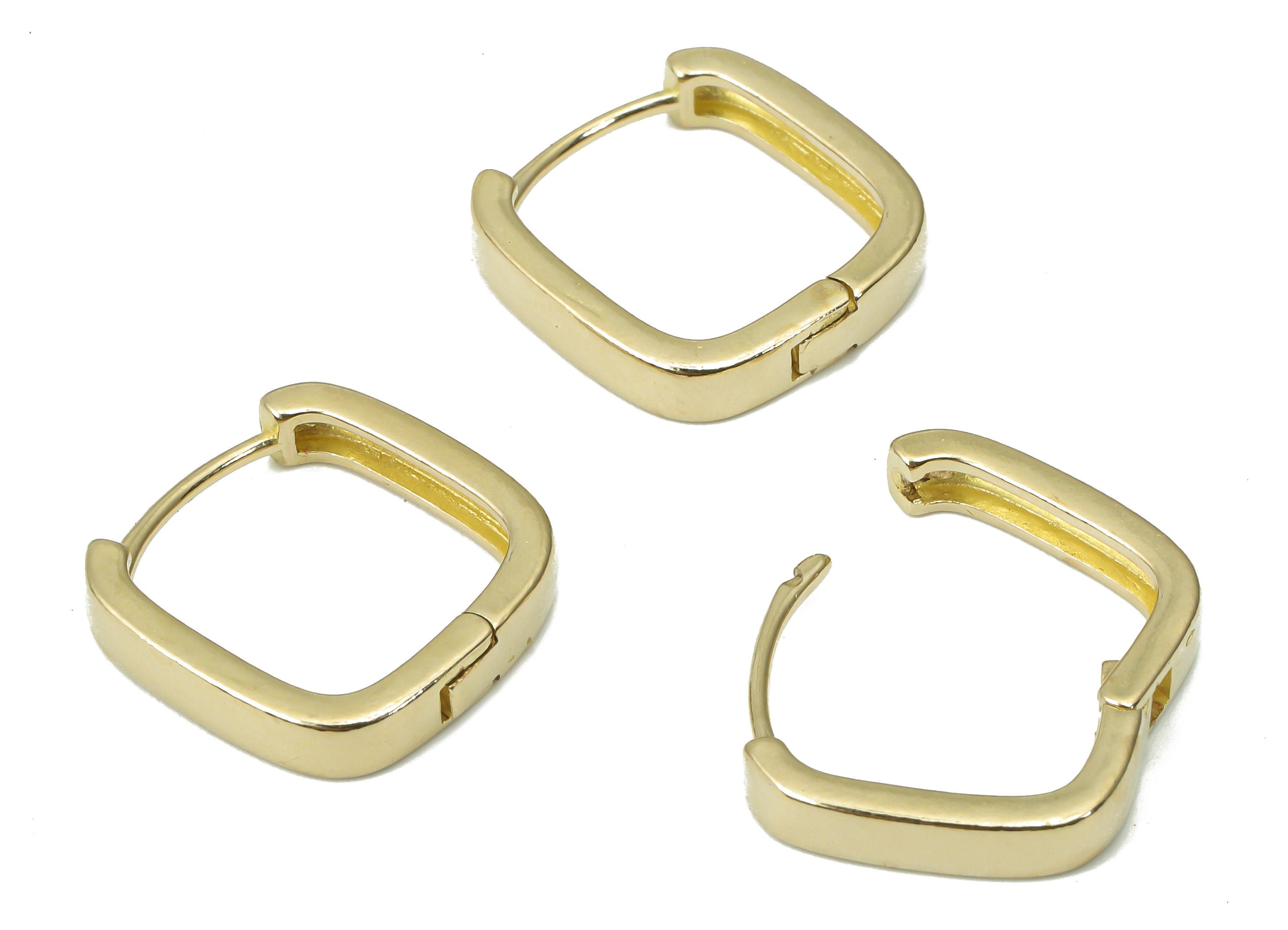 Brass Square Hoop Huggie - Raw Brass Minimalist Hoop Earrings – Geometric Earring Finding - Jewelry Supplies - 15.12x15.18x1.8mm - PP7386 - DOMEDBAZAAR
