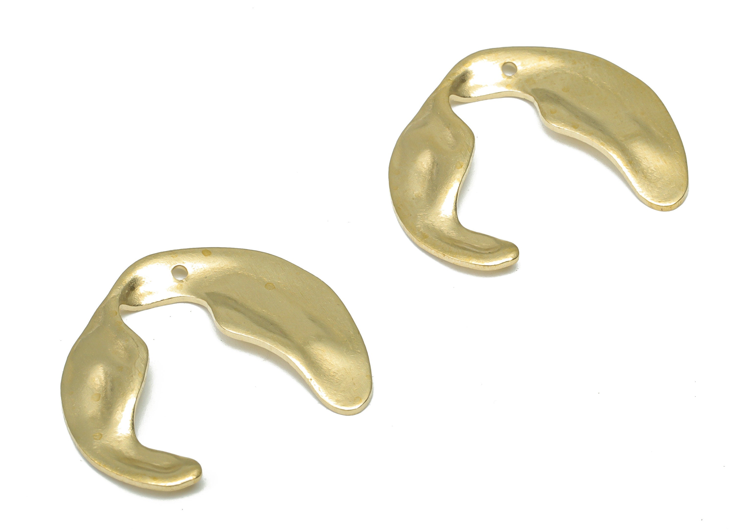 Brass Wave U Earring Charms - Raw Brass Oval Sign Pendant - Jewelry Making Supplies - 25.3x21.69x0.68mm - PP5193 - DOMEDBAZAAR