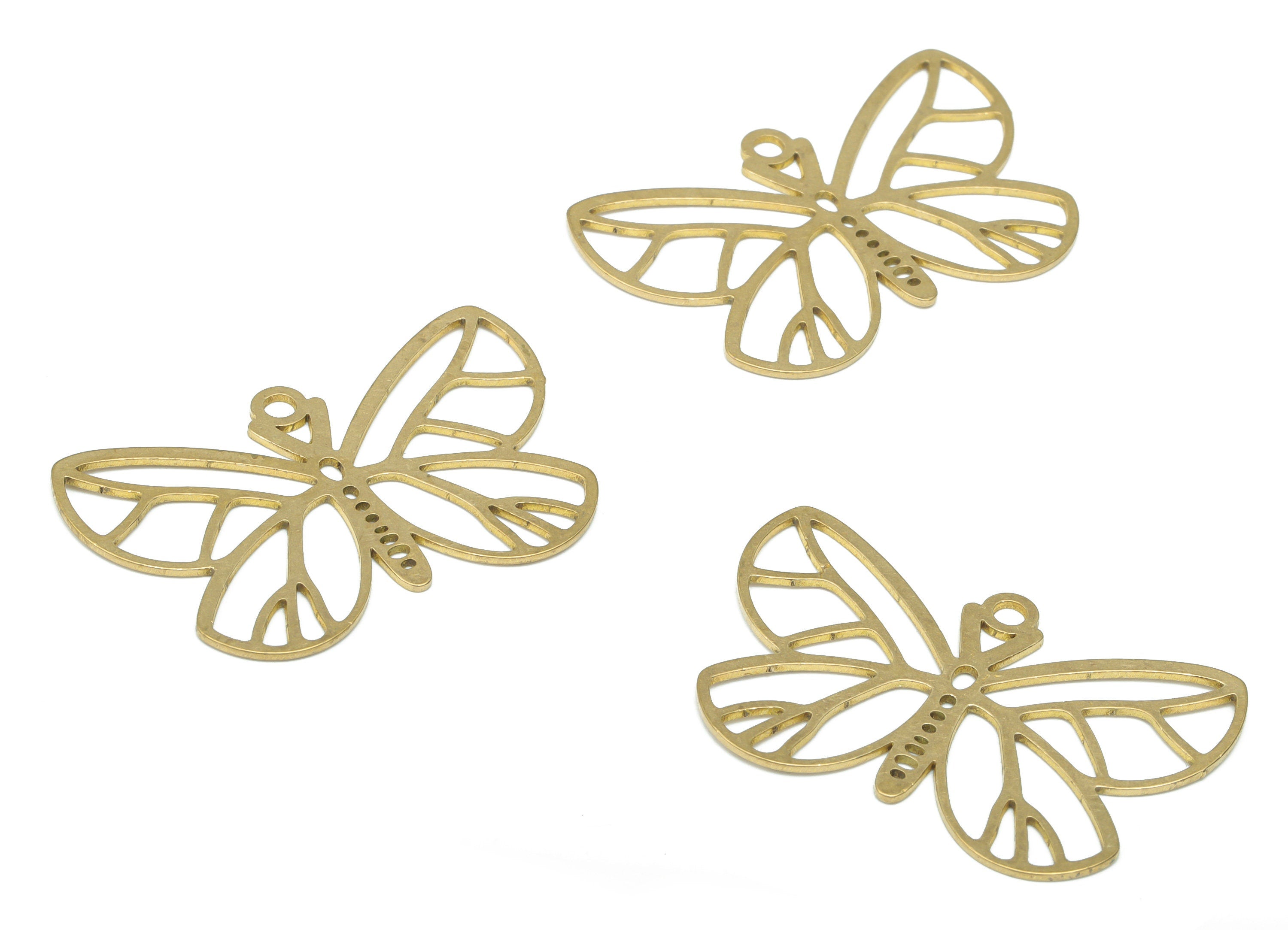 Brass Hollow Butterfly Earring Charms - Raw Brass Butterfly Pendant - DIY Jewelry Making Supplies - 34.81x22.18x0.65mm - PPA3086 - DOMEDBAZAAR