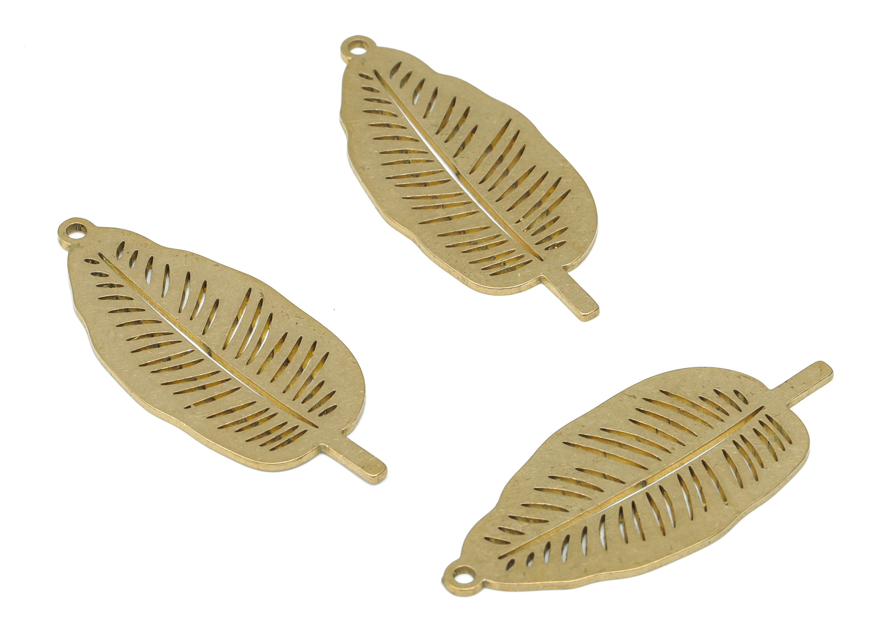 Brass Banana Leaf Earring Charms - Raw Brass Leaf Pendant - DIY Jewelry Making Supplies - 35.82x15.08x0.75mm - PPA3346 - DOMEDBAZAAR