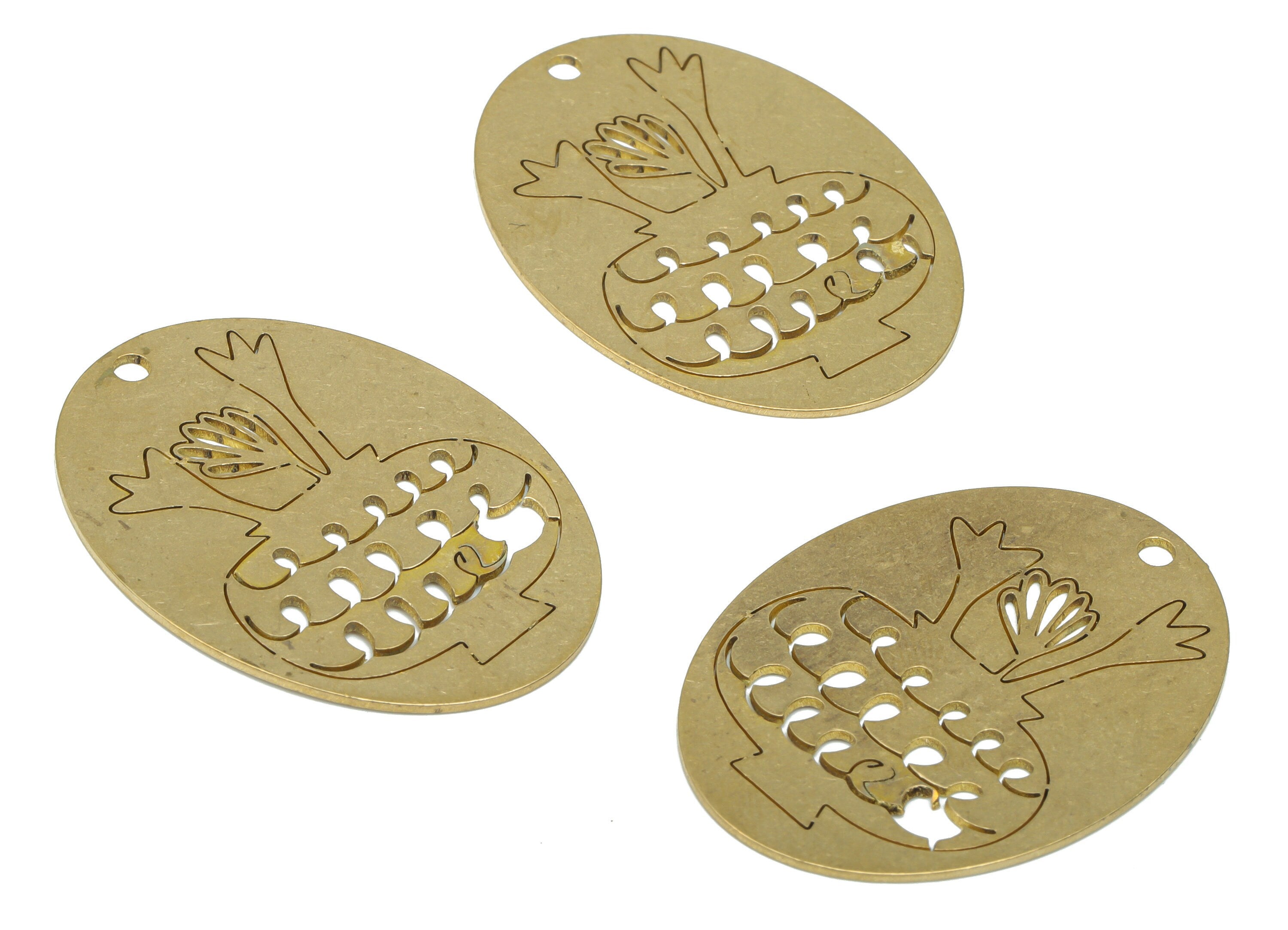 Brass Oval Flower Potted Earring Charms - Raw Brass Grass Potted Pendant - DIY Jewelry Making Supplies - 34.77x25.55x0.65mm - PPA3024 - DOMEDBAZAAR