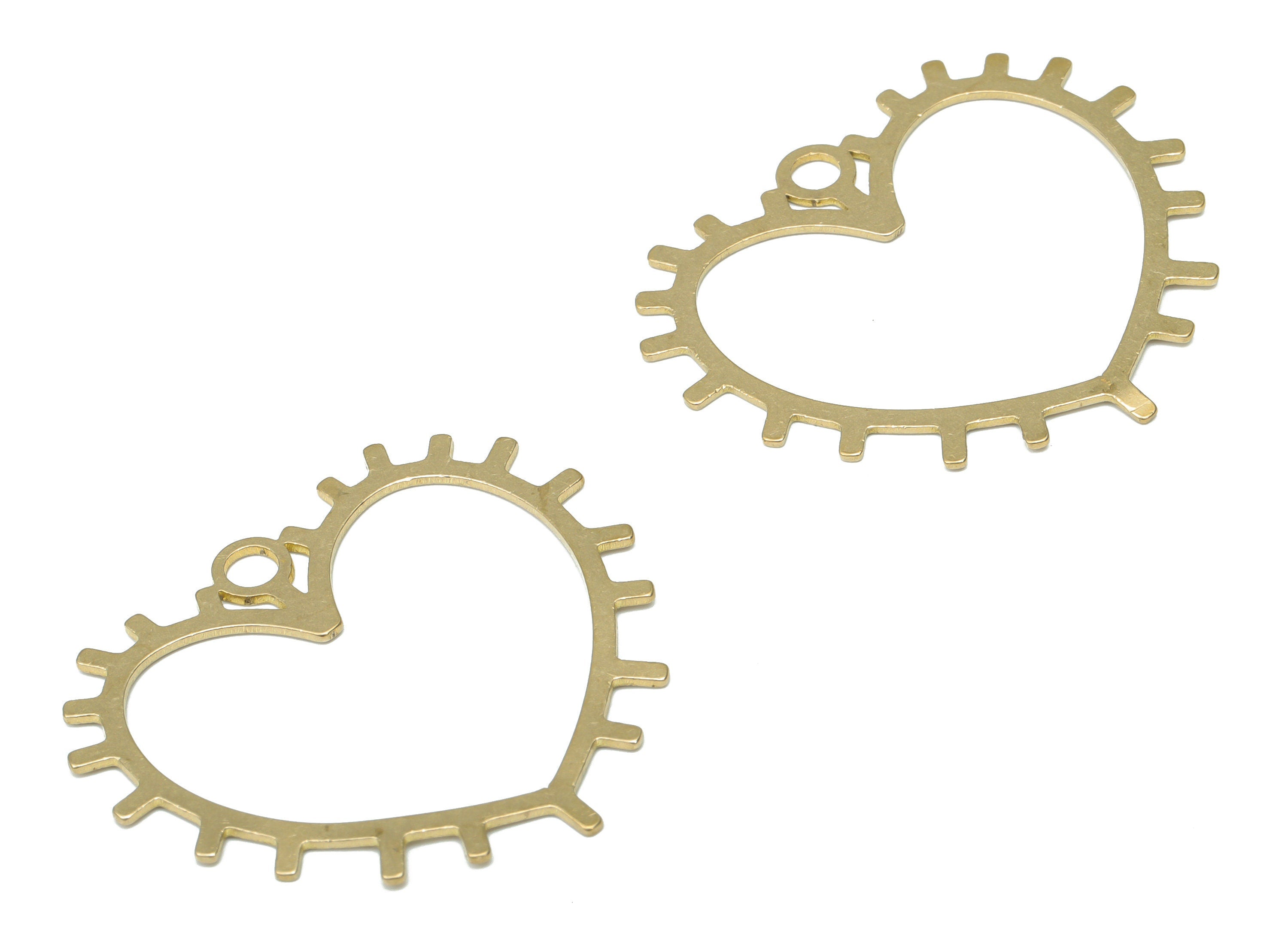 Brass Hollow Heart Earring Charms - Raw Brass Heart Pendant - DIY Jewelry Making Supplies - 34.5x30.5x0.65mm - PPA3444 - DOMEDBAZAAR