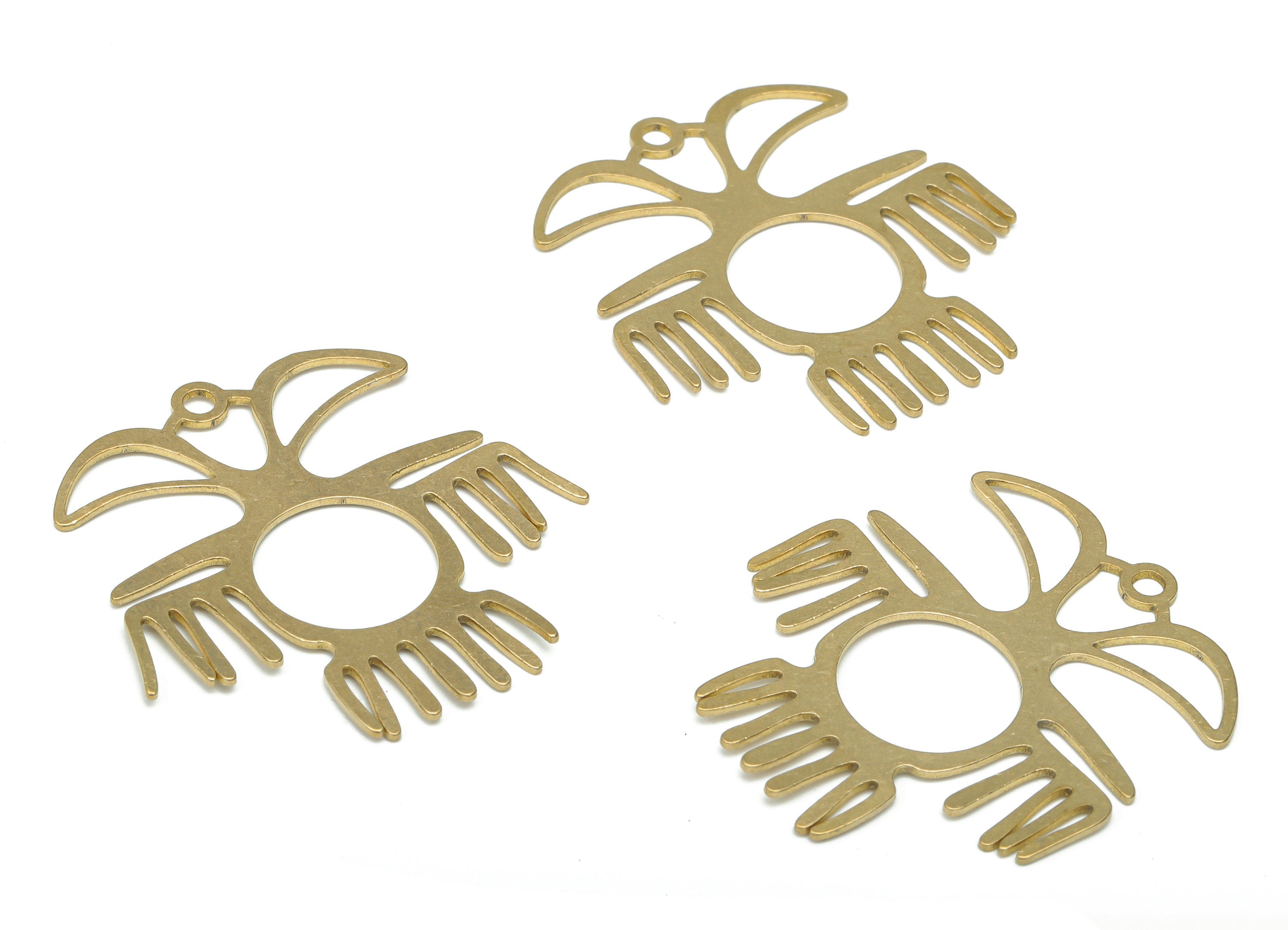 Brass Abstract Shaman Melting Earring Charms - Raw Brass Abstract Bird Pendant - Jewelry Making Supplies - 34.91x33.38x0.63mm - PPA2718 - DOMEDBAZAAR