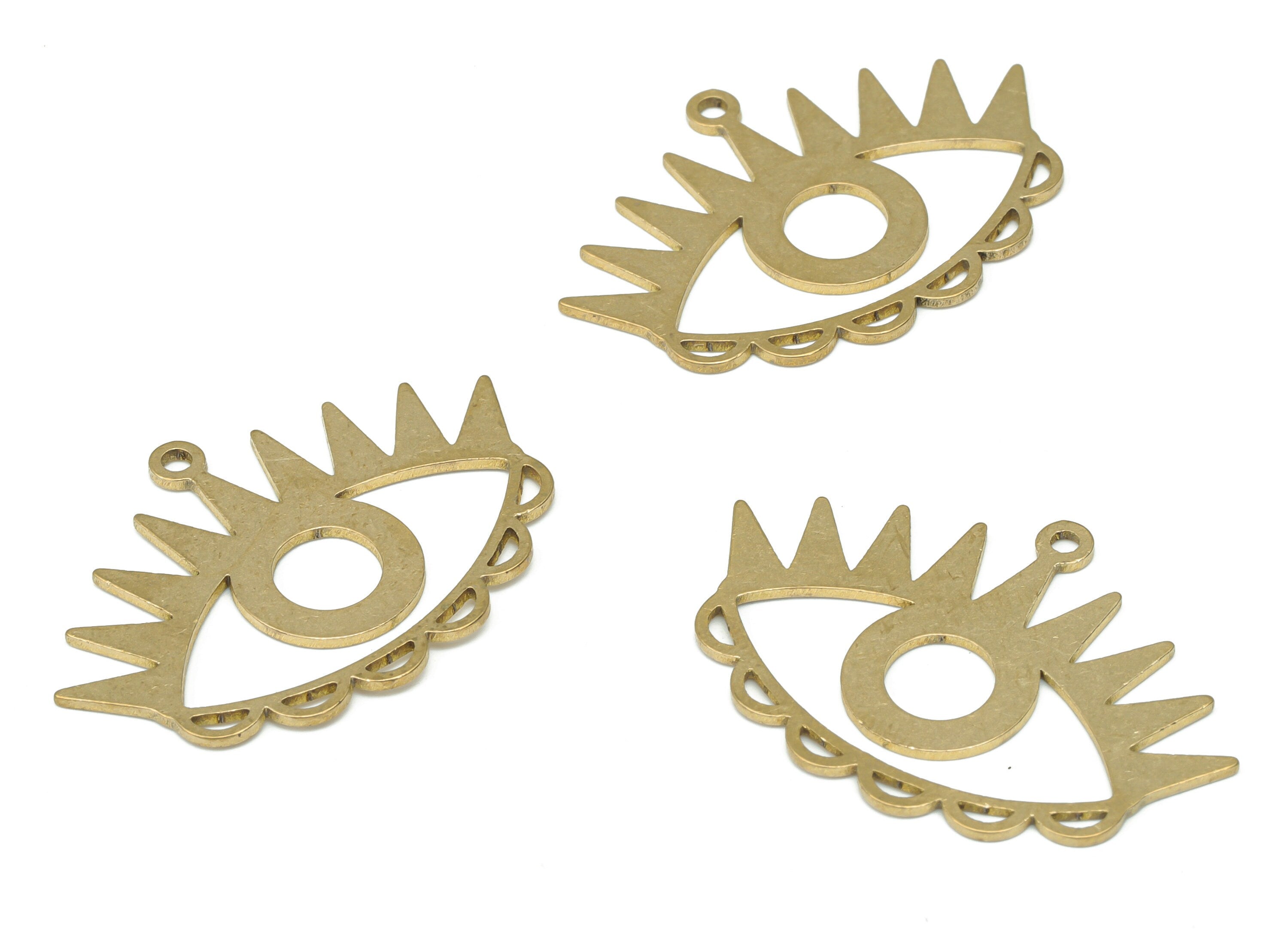 Brass Triangle Eye Earring Charms - Raw Brass Eyelash Pendant - DIY Jewelry Making Supplies - 31.77x22.07x0.75mm - PPA3199 - DOMEDBAZAAR