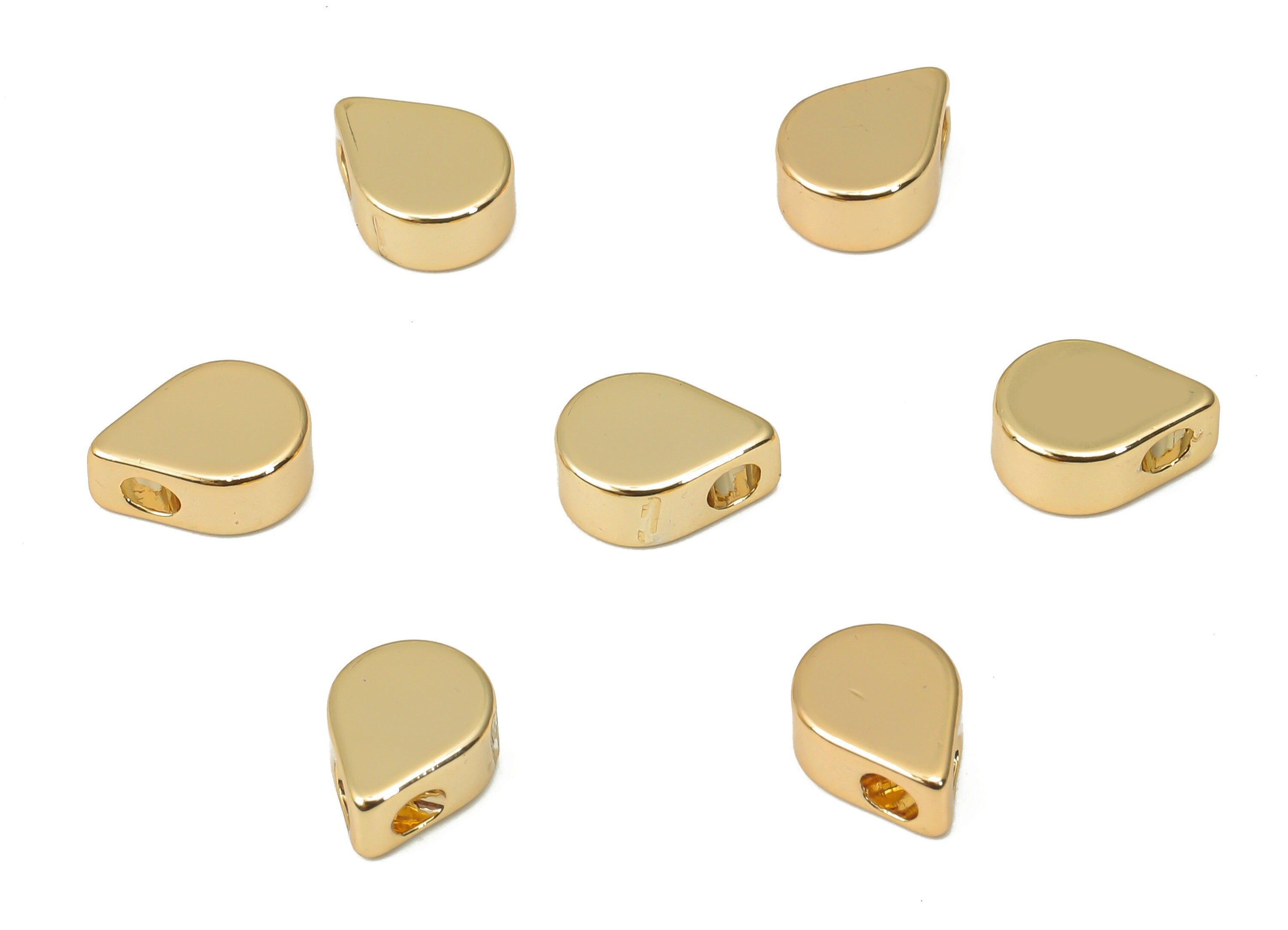 Gold Drop Beads – Brass Teardrop Spacer Beads – Drop Charms - Bracelet Beads - 18K Real Gold Plated Brass - 7.89x5.9x3.11mm - RGP4460 - DOMEDBAZAAR