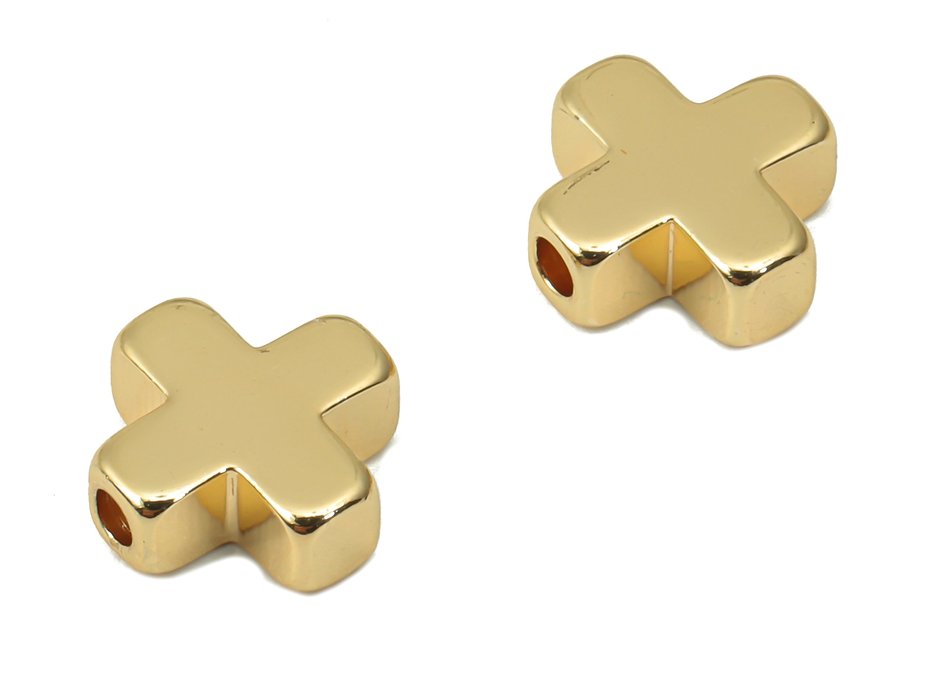 Gold Cross Beads – Brass Cross Spacer Beads – Bracelet Beads - 18K Real Gold Plated Brass - Jewelry Making - 8.12x8.12x3.06mm - RGP4458 - DOMEDBAZAAR