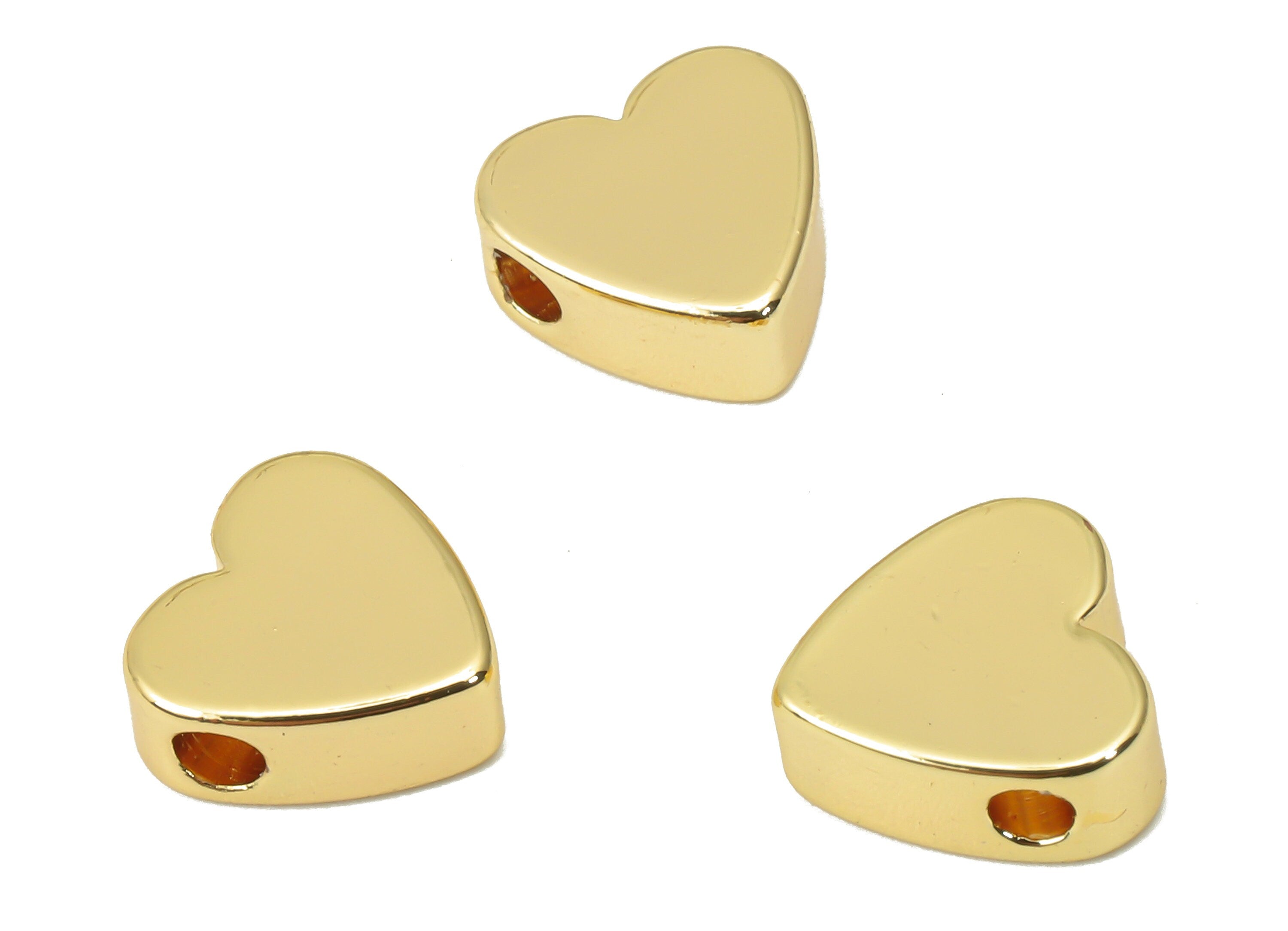 Gold Heart Beads – Brass Heart Spacer Beads – Bracelet Beads - 18K Real Gold Plated Brass - Jewelry Making - 7.84x7.8x3.2mm - RGP4461 - DOMEDBAZAAR
