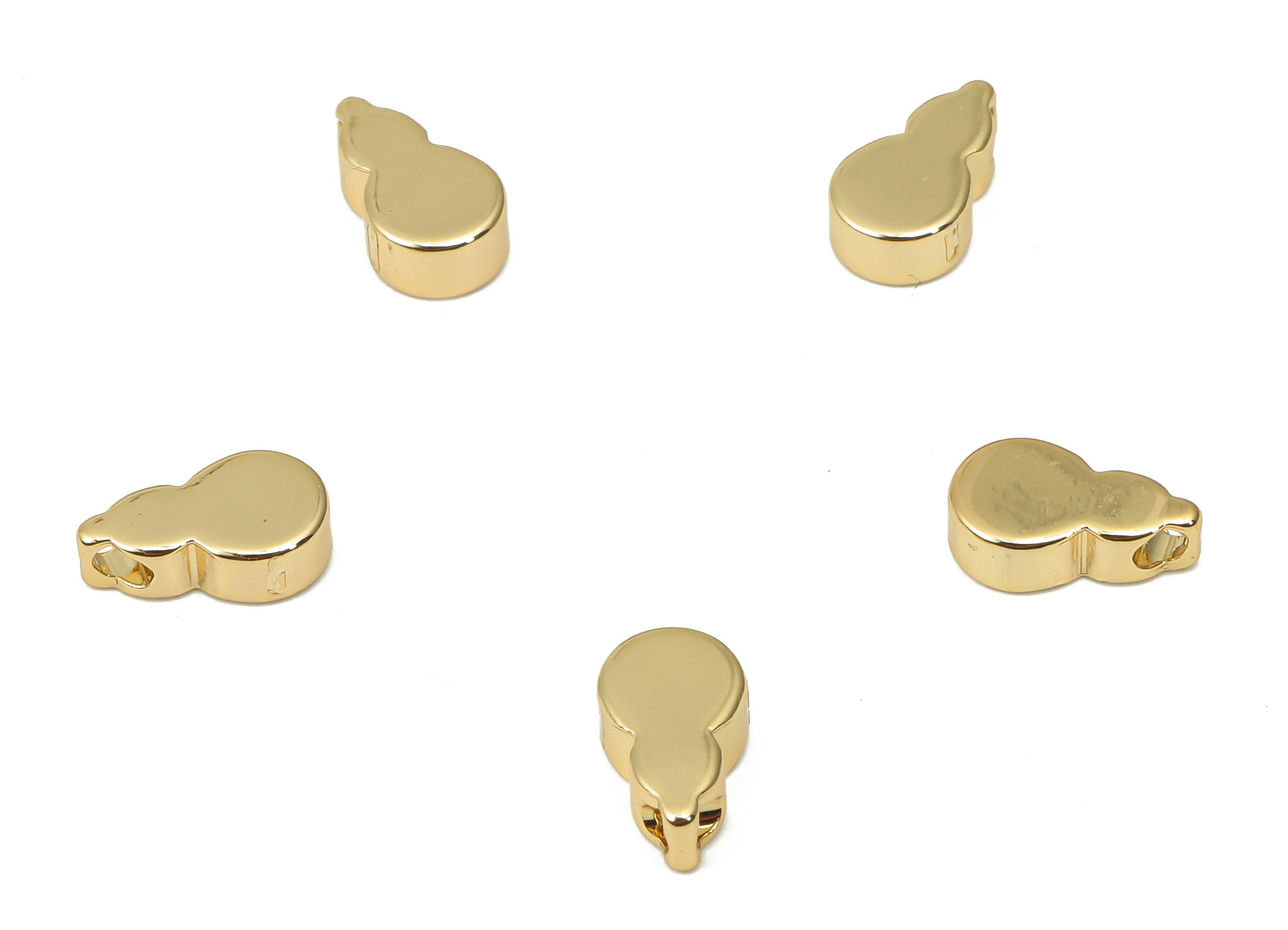 Gold Mini Gourd Beads – Brass Gourd Spacer Beads – Bracelet Beads - 18K Real Gold Plated Brass - Jewelry Supplies - 8.24x4.8x2.6mm - RGP4425 - DOMEDBAZAAR