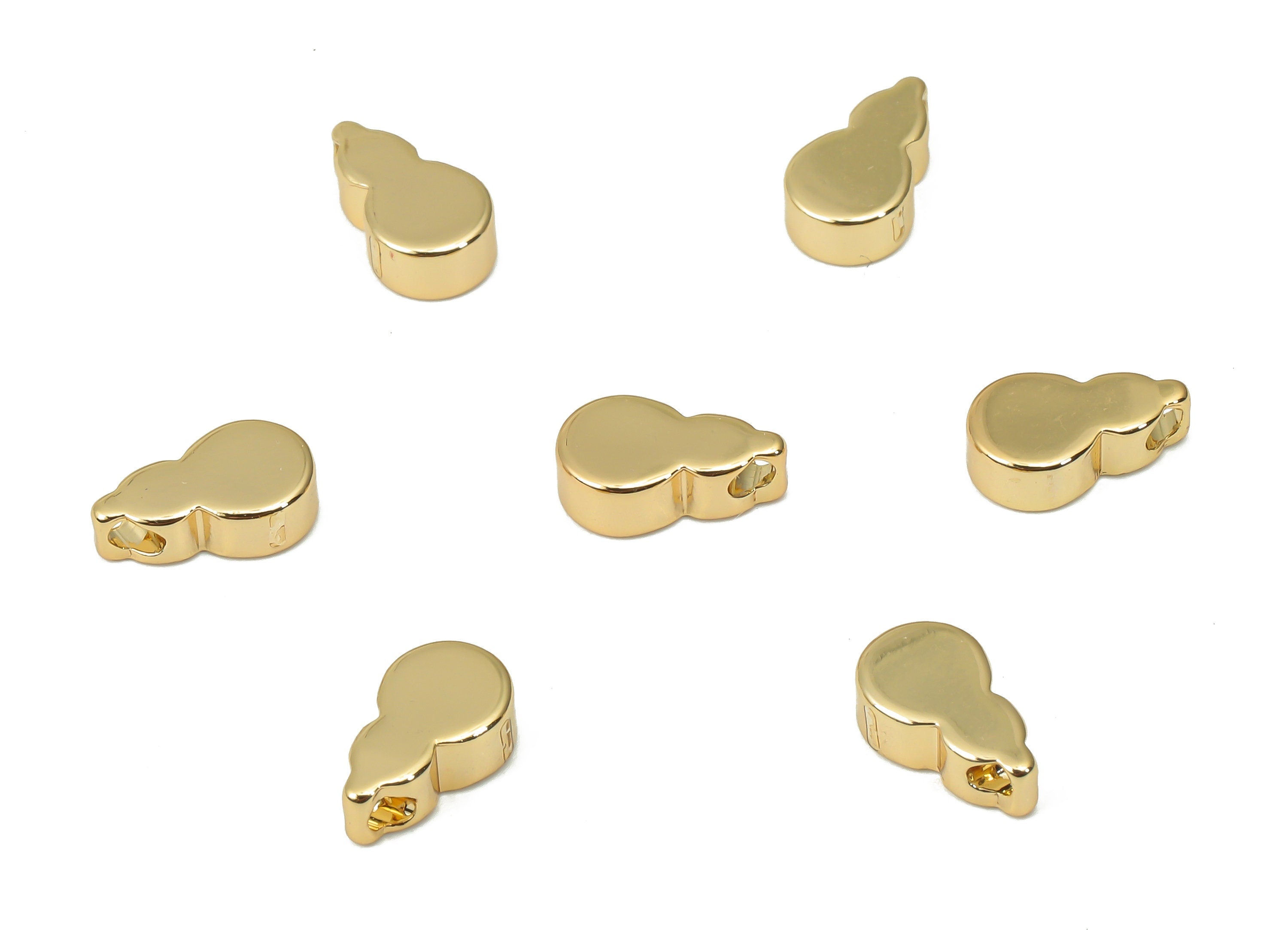 Gold Mini Gourd Beads – Brass Gourd Spacer Beads – Bracelet Beads - 18K Real Gold Plated Brass - Jewelry Supplies - 8.24x4.8x2.6mm - RGP4425 - DOMEDBAZAAR