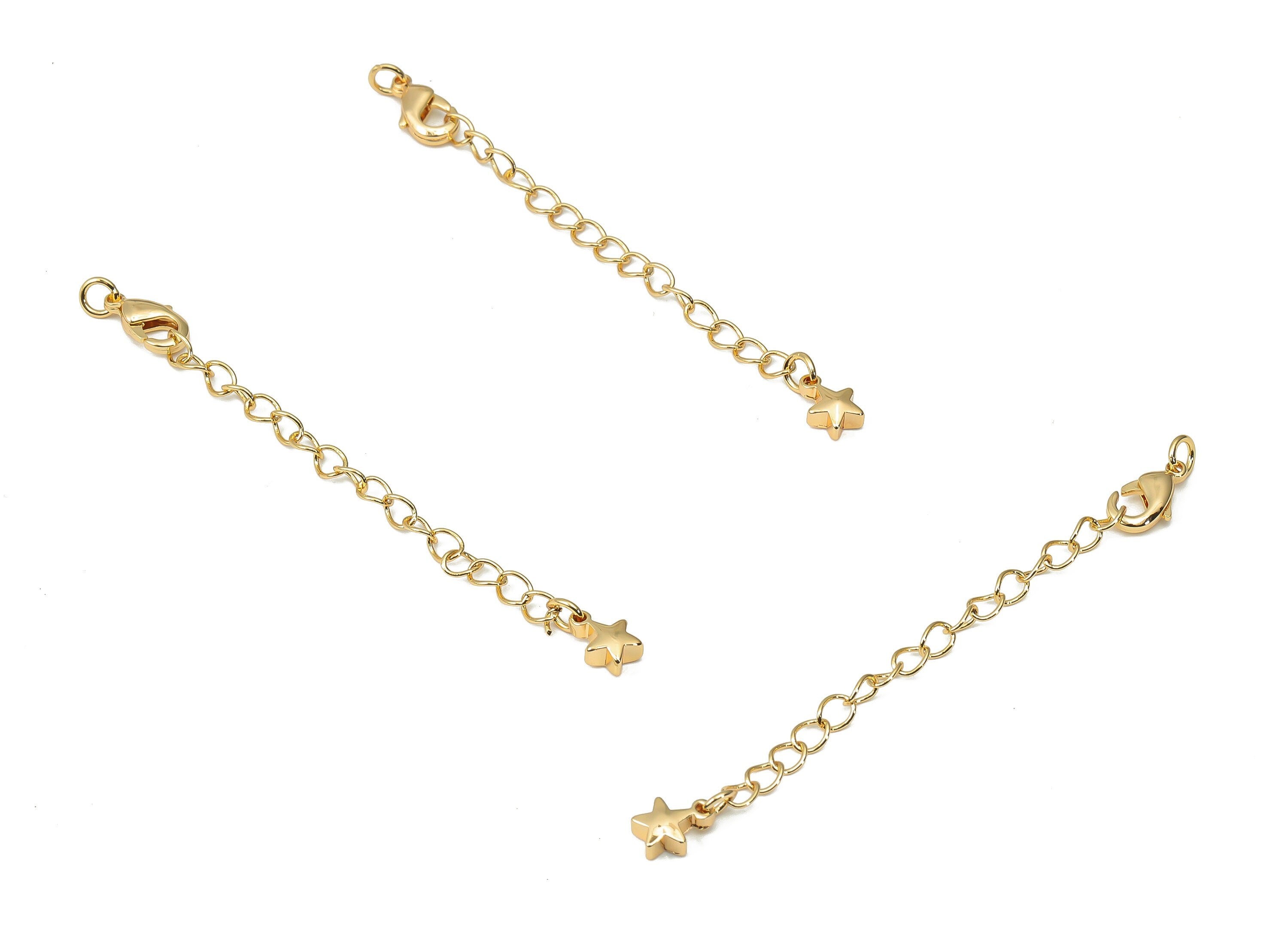 Brass Parrot Lobster Claw Chain Tassel Necklace - Gold Star Chain Tassel Bracelet - 18K Real Gold Plated Brass - 67.8x5.2x2.52mm - RGP4473 - DOMEDBAZAAR