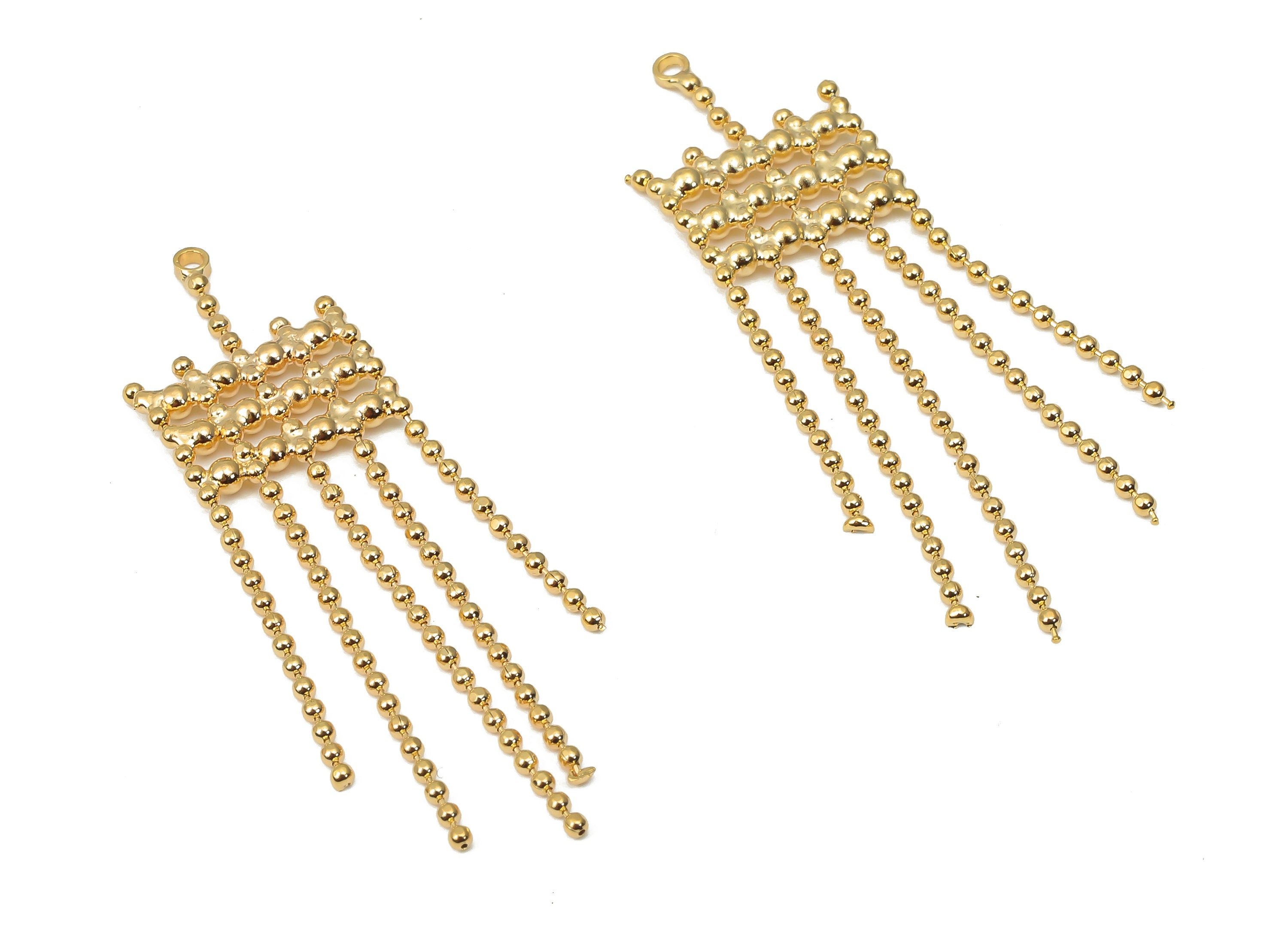 Brass Ball Chain Tassel Earring Charms - Gold Chain Earrings – 18K Real Gold Plated Brass - Jewelry Supplies - 45.96x12.86x2.06mm - RGP4472 - DOMEDBAZAAR