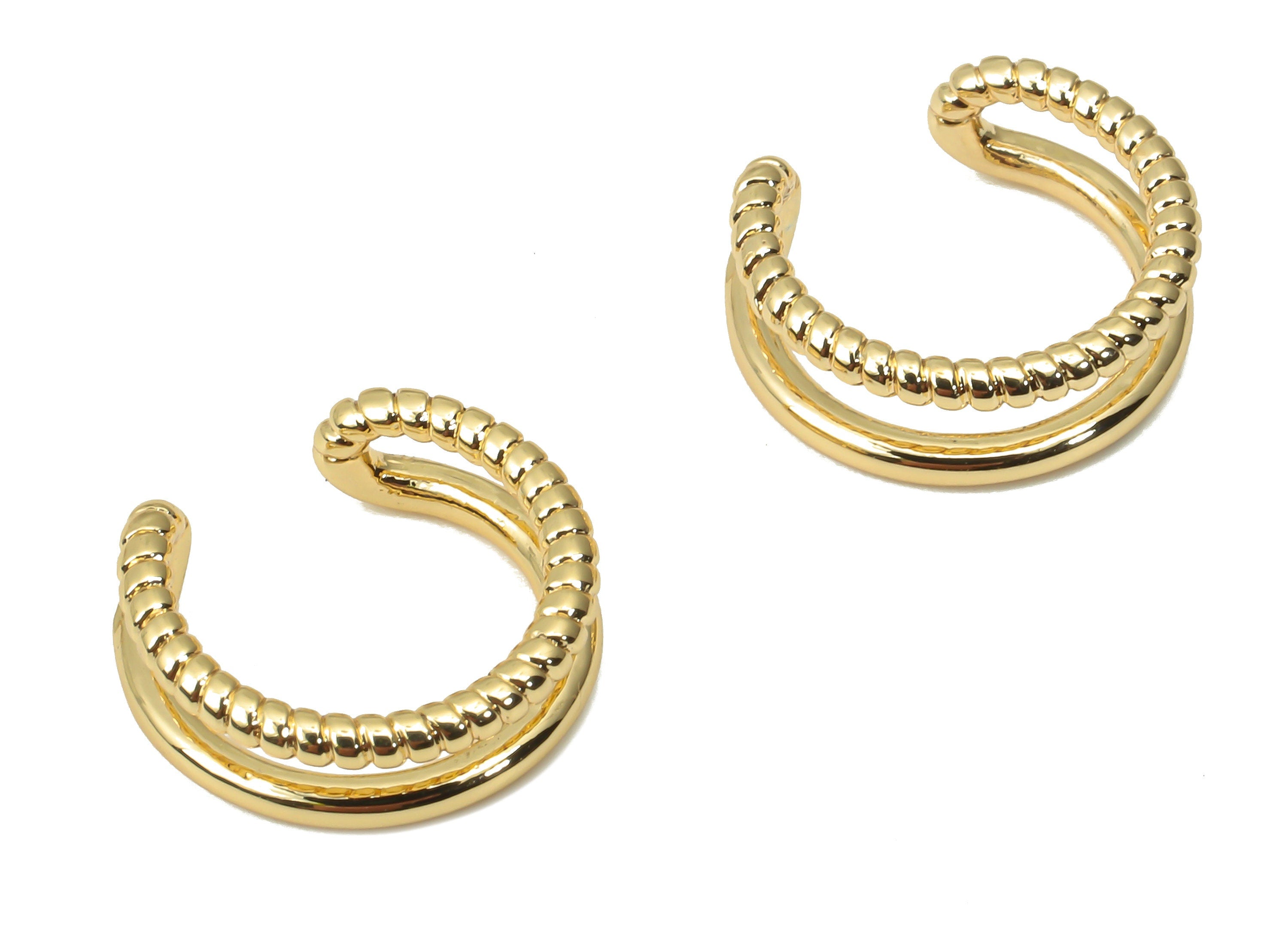 Trendy Ear Cuffs - Texture Ear Cuff Jewelry – Earring Gold Cuff - Ear Cuff Non Pierced - Fake Piercing Earrings - 14.45x13.2x2.1mm - RGP4500 - DOMEDBAZAAR