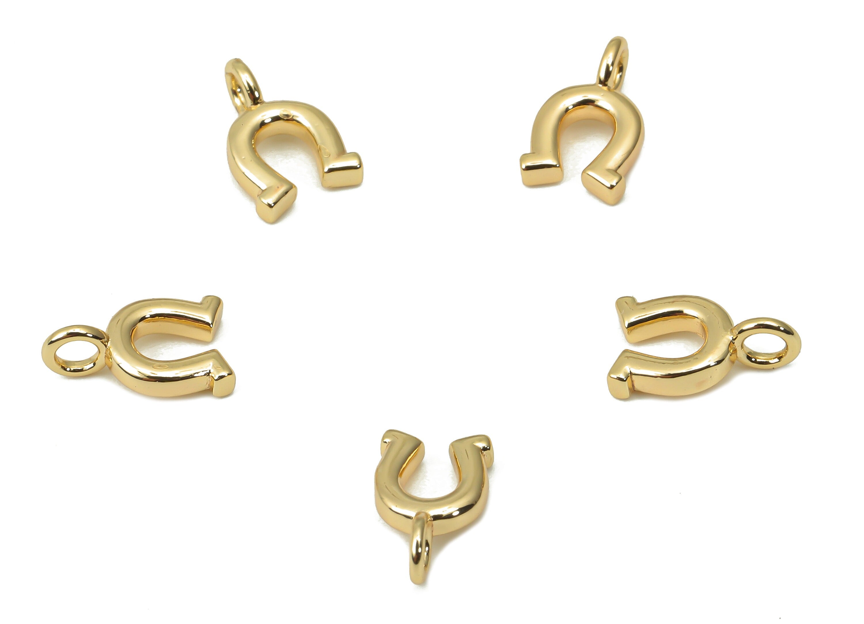 Brass Mini U Earring Hose Nail Charms - Gold Ohm Hoseshoe Pendant - 18K Real Gold Plated Brass - Jewelry Making - 8.97x5.32x1.64mm - RGP4433 - DOMEDBAZAAR