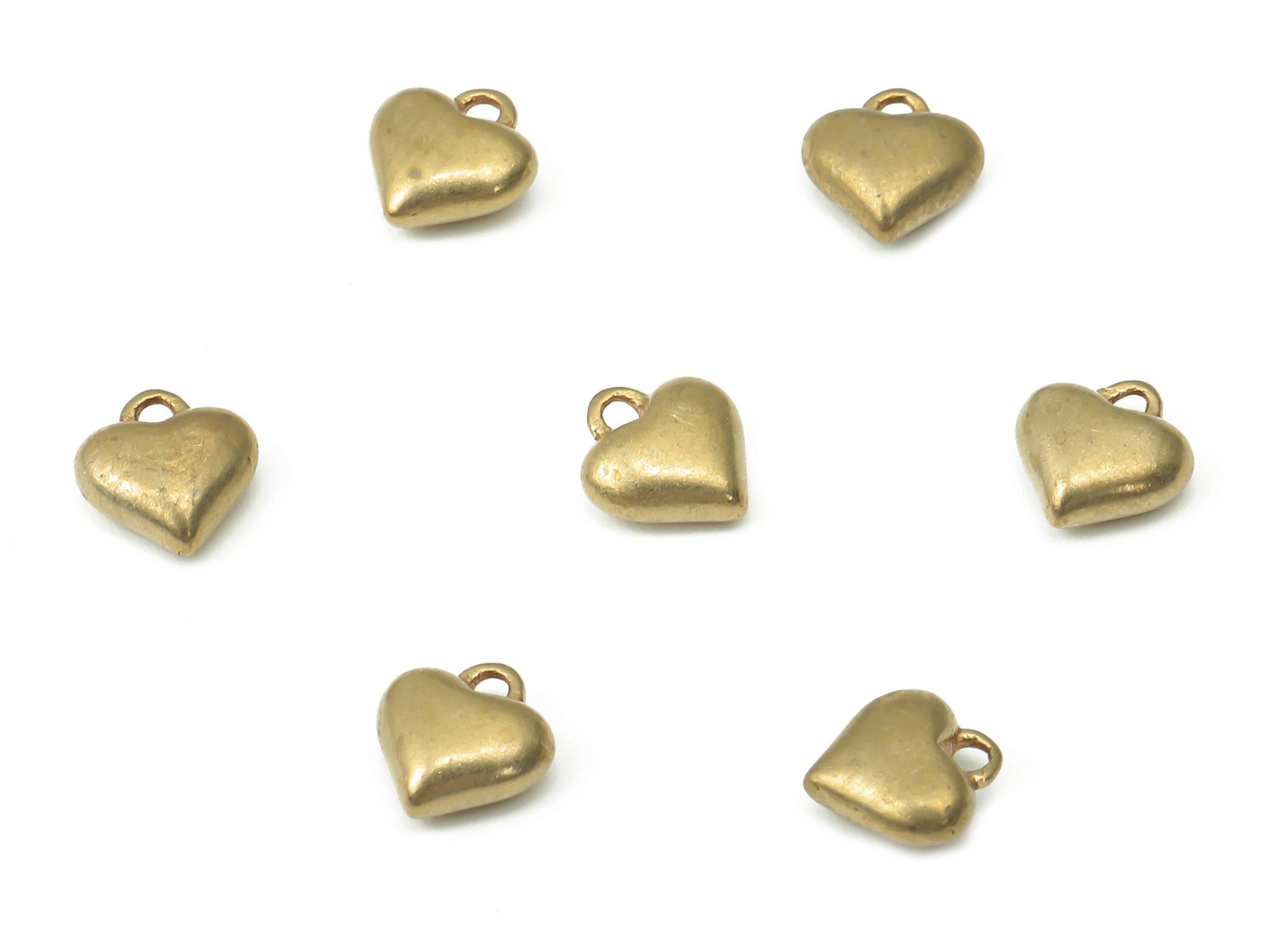 Brass Mini Heart Earring Charms - Raw Brass Heart Pendant - Earring Charms for Jewelry Making - 5.55x2.29x2.24mm - PP7452 - DOMEDBAZAAR