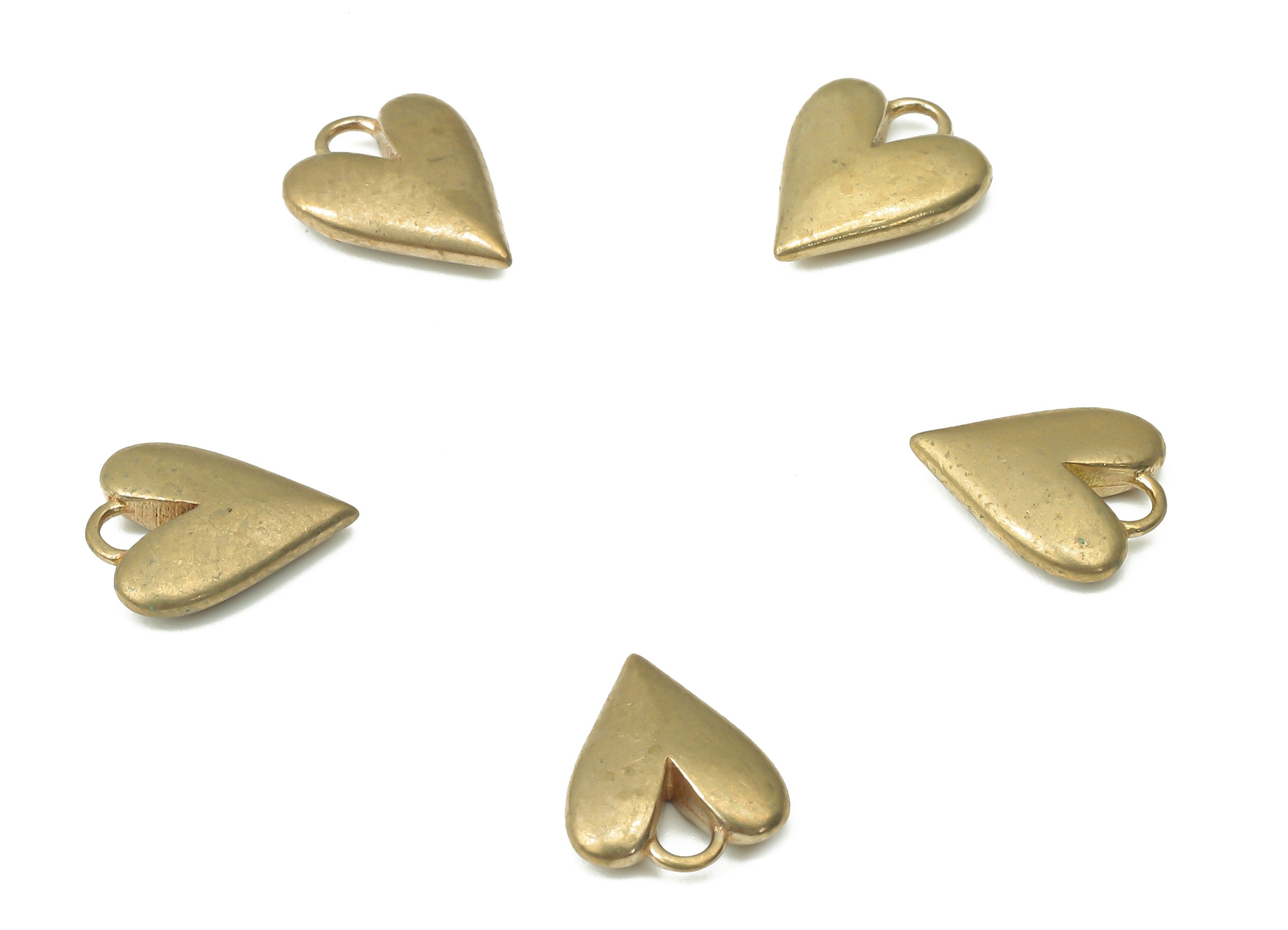 Brass Heart Earring Charms - Raw Brass Heart Pendant - Earring Charms for Jewelry Making - 10.19x8.33x2.4mm - PP7449 - DOMEDBAZAAR