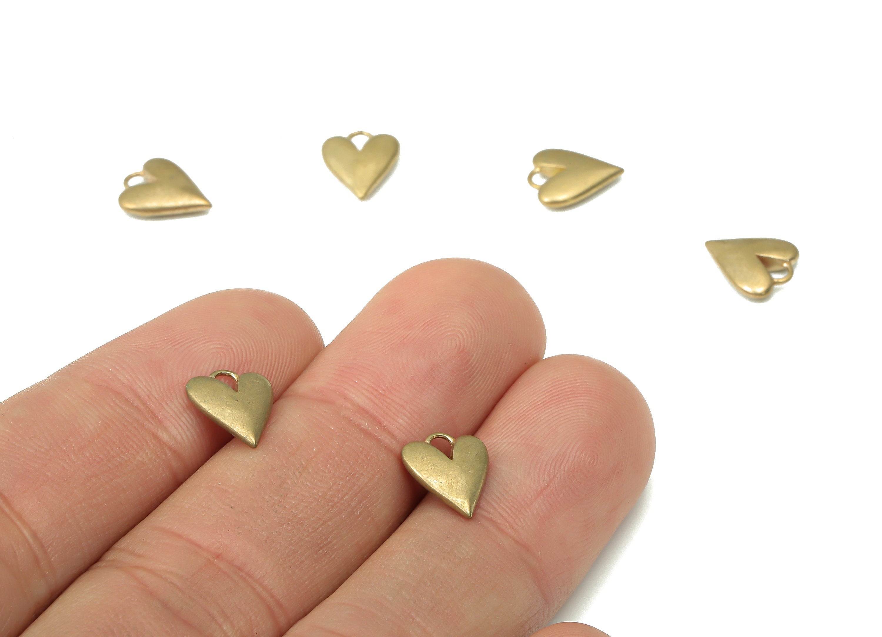 Brass Heart Earring Charms - Raw Brass Heart Pendant - Earring Charms for Jewelry Making - 10.19x8.33x2.4mm - PP7449 - DOMEDBAZAAR