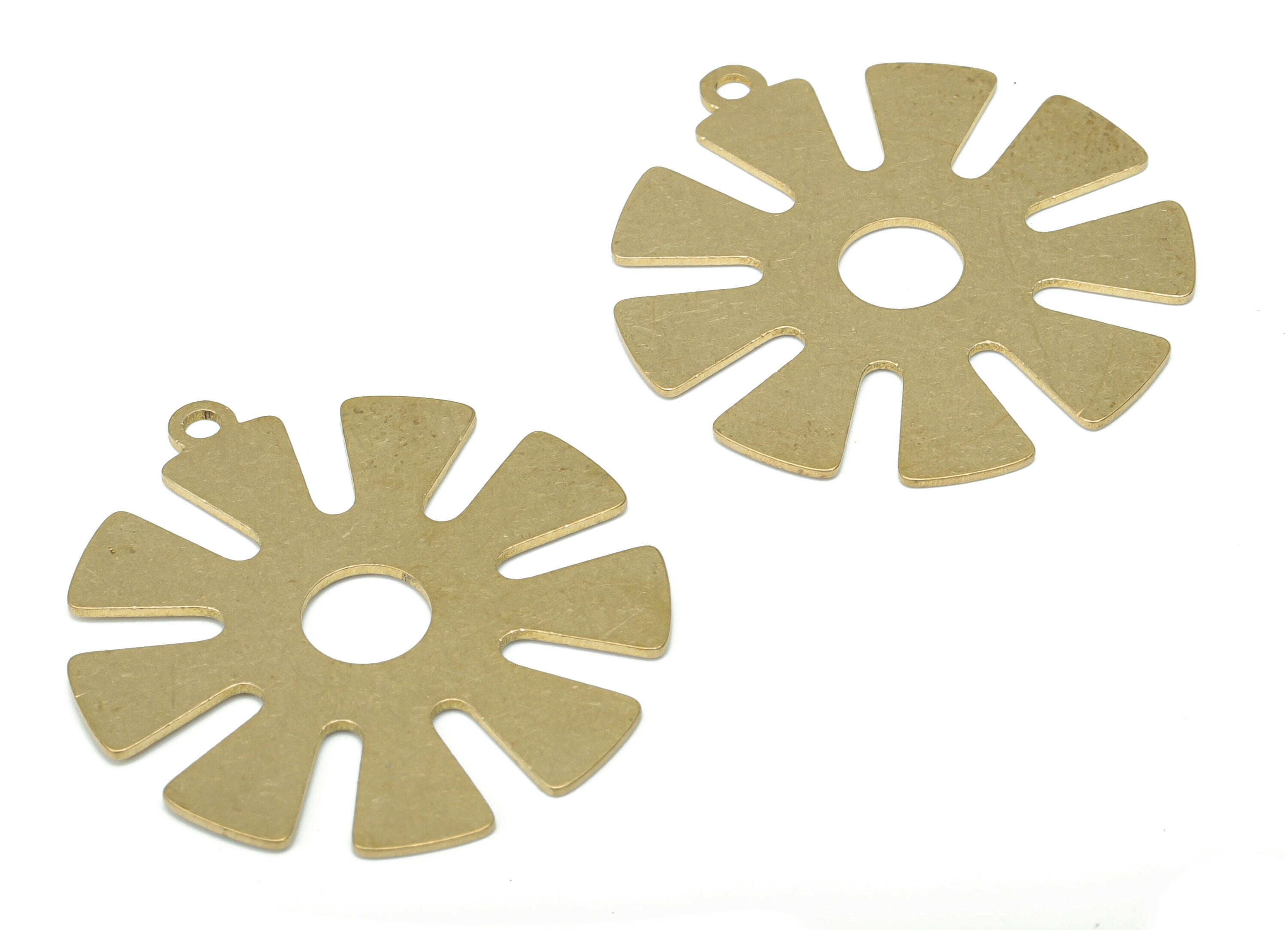 Brass Sun Wheel Earring Charms - Raw Brass Sun Wheel Pendant - DIY Jewelry Making Supplies - 34.85x31.85x0.64mm - PPA2683 - DOMEDBAZAAR