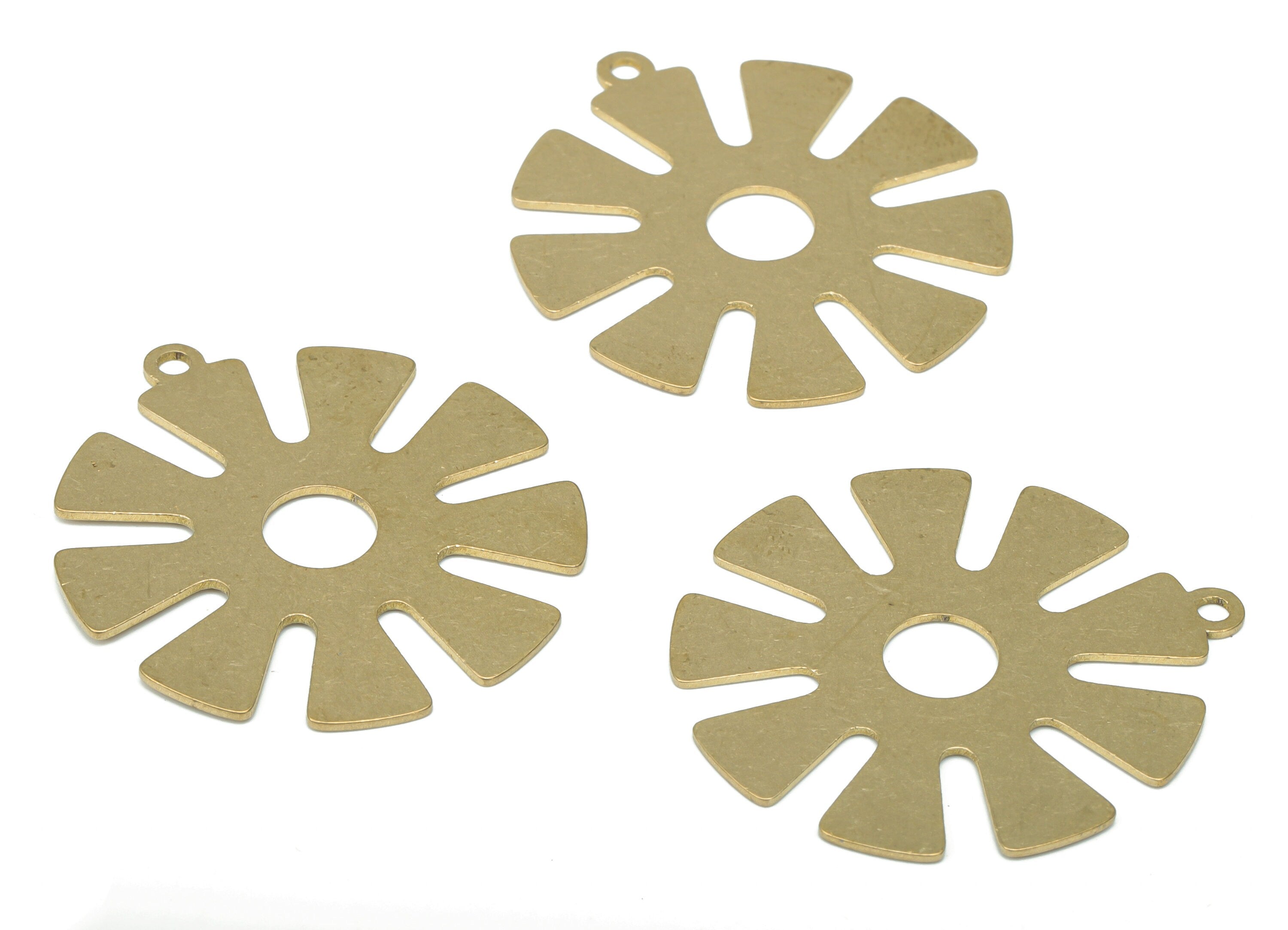 Brass Sun Wheel Earring Charms - Raw Brass Sun Wheel Pendant - DIY Jewelry Making Supplies - 34.85x31.85x0.64mm - PPA2683 - DOMEDBAZAAR