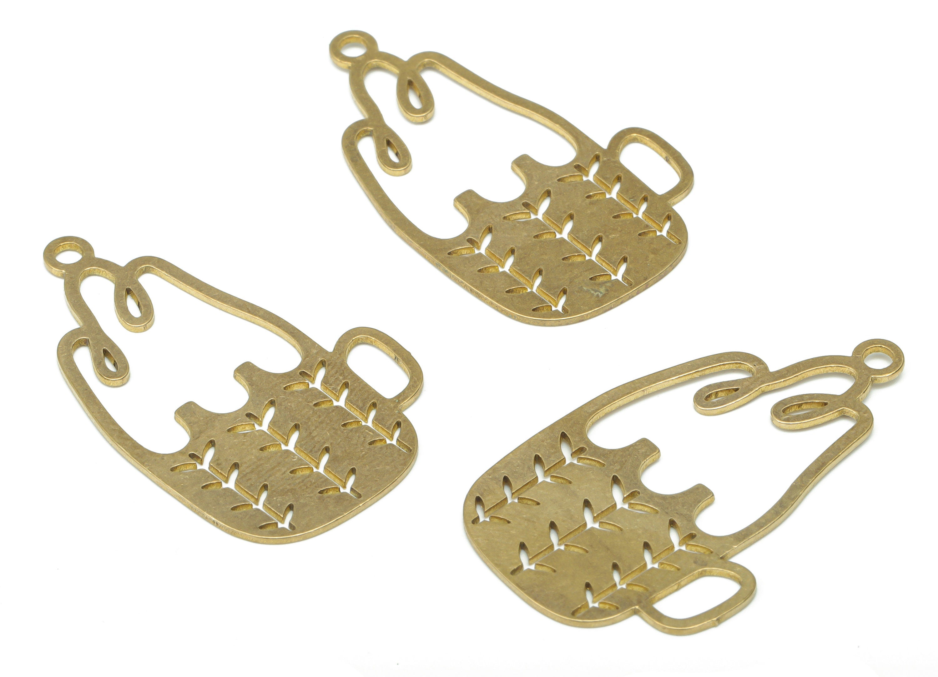 Brass Leaf Cup Earring Charms - Raw Brass Leaves Cup Pendant - DIY Jewelry Making Supplies - 35.92x21.54x0.64mm - PPA3035 - DOMEDBAZAAR