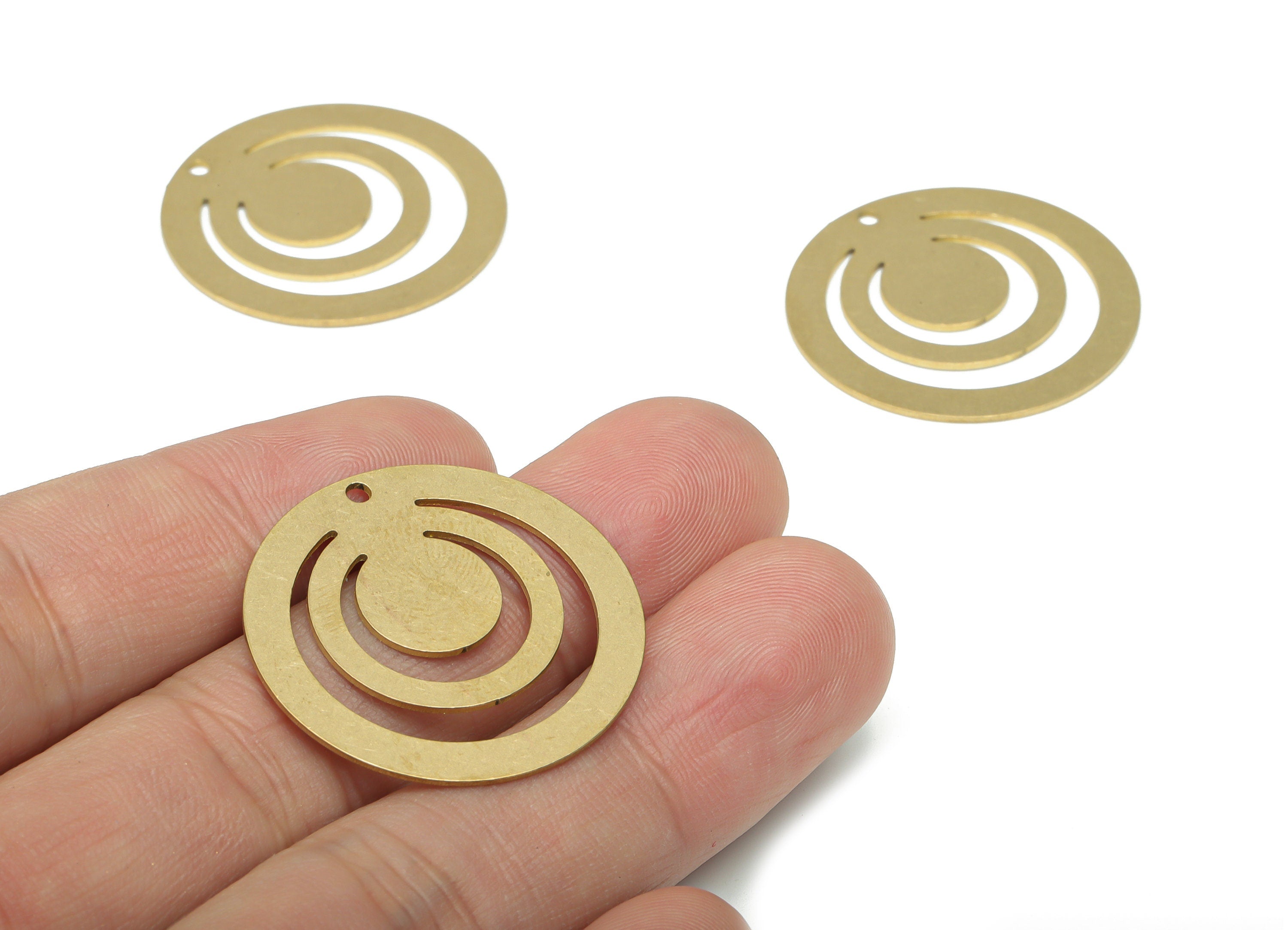 Brass Round Spiral Round Earring Charms - Raw Brass Circle Spiral Circle Pendant - DIY Jewelry Making Supplies - 29.87x29.87x0.6mm - PPA2679 - DOMEDBAZAAR