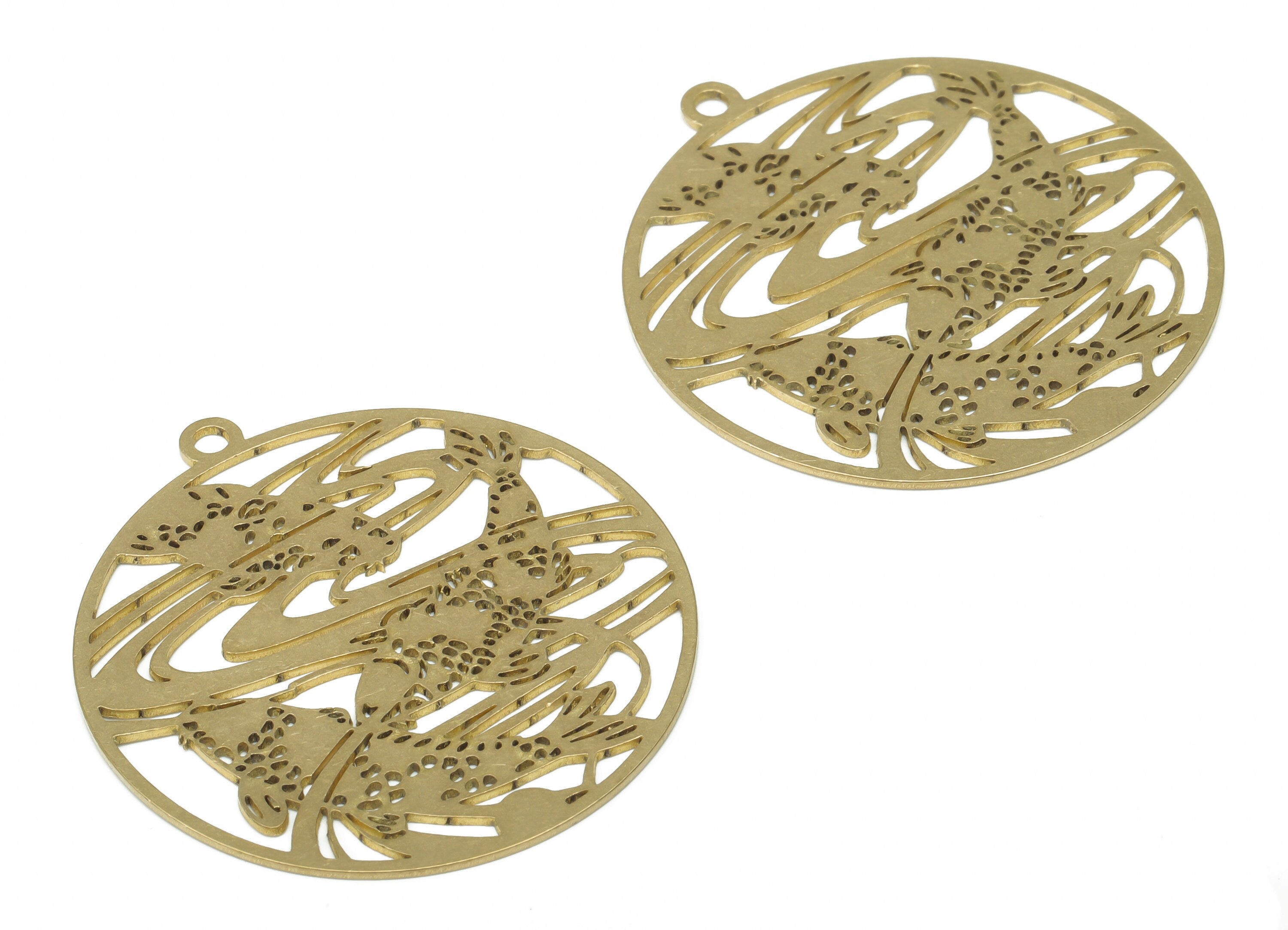 Brass Round Bubble Carp Earring Charms - Raw Brass Bubble Fish Circle Pendant - DIY Jewelry Making Supplies - 39.76x36.63x0.64mm - PPA2817 - DOMEDBAZAAR