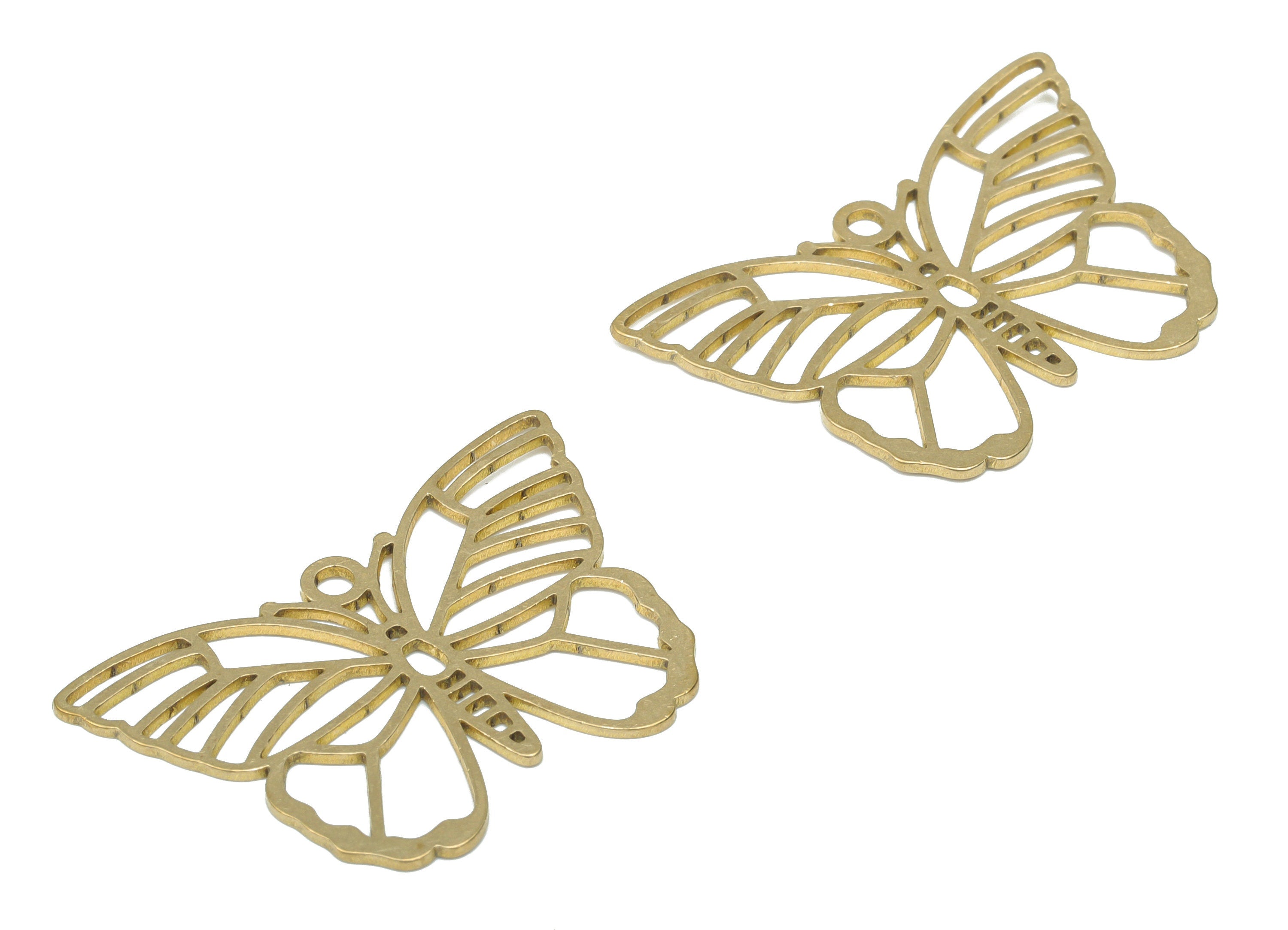 Brass Hollow Butterfly Earring Charms - Raw Brass Butterfly Pendant - DIY Jewelry Making Supplies - 34.81x23.32x0.74mm - PPA3089 - DOMEDBAZAAR