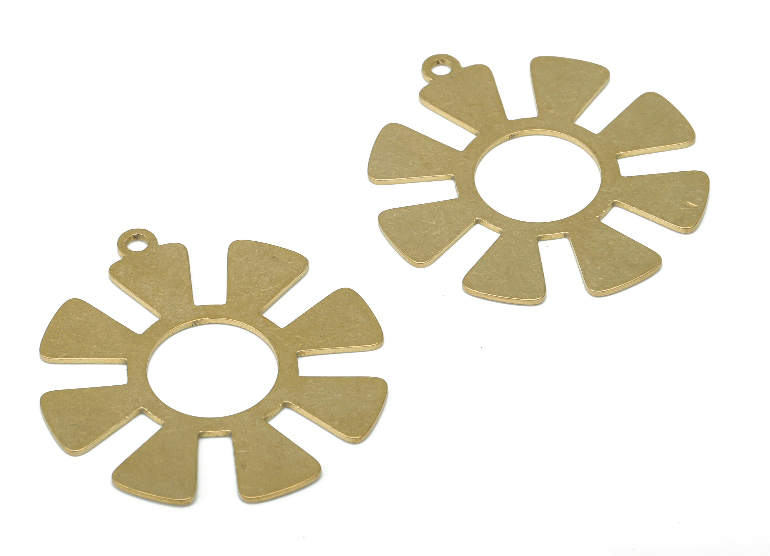 Brass Sun Triangles Earring Charms - Raw Brass Triangles Sun Pendant - DIY Jewelry Making Supplies - 34.67x31.96x0.64mm - PPA2686 - DOMEDBAZAAR