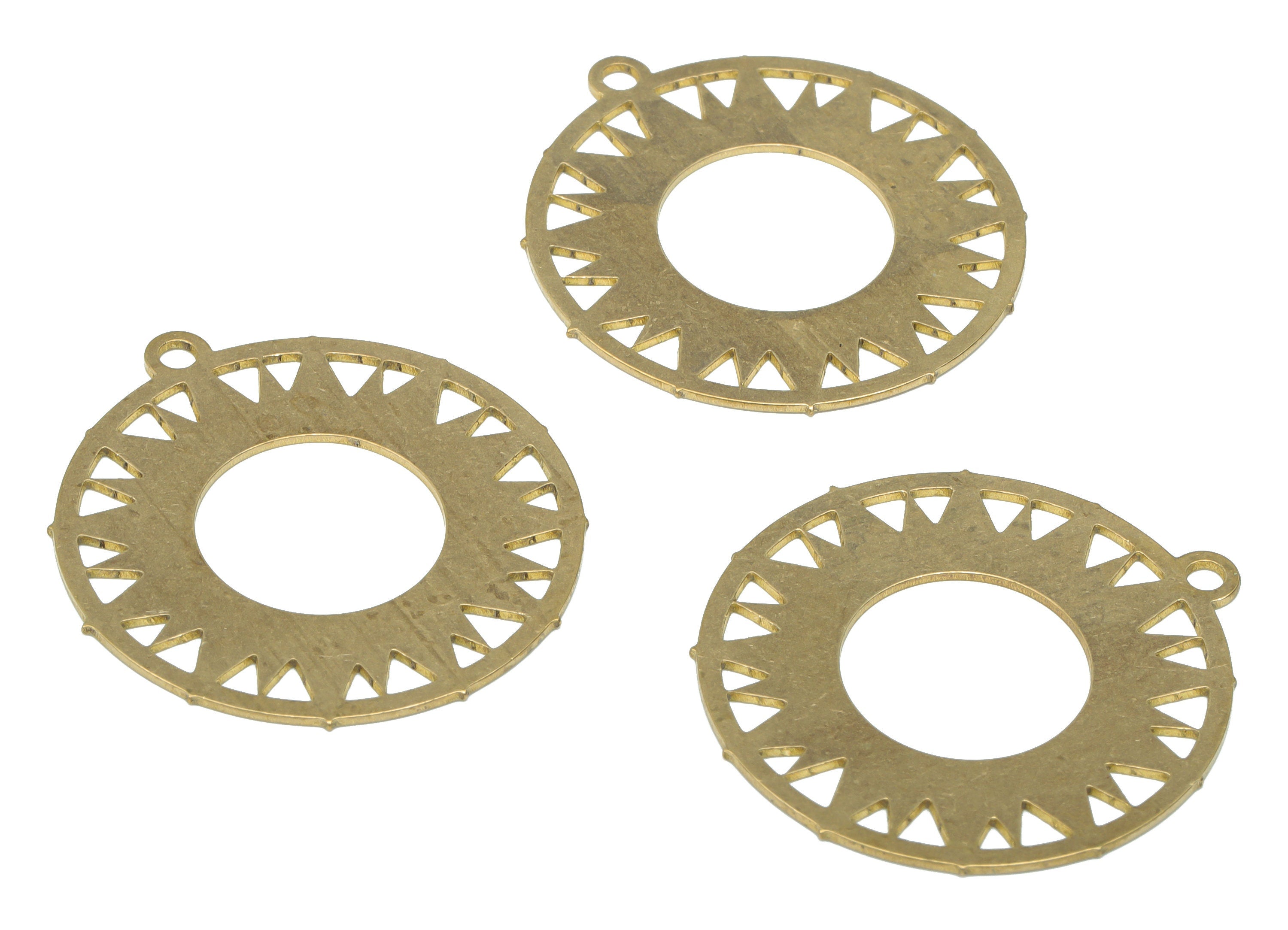 Brass Round Sun Hoop Earring Charms - Raw Brass Sun Circle Pendant - DIY Jewelry Making Supplies - 34.66x31.8x0.64mm - PPA3072 - DOMEDBAZAAR