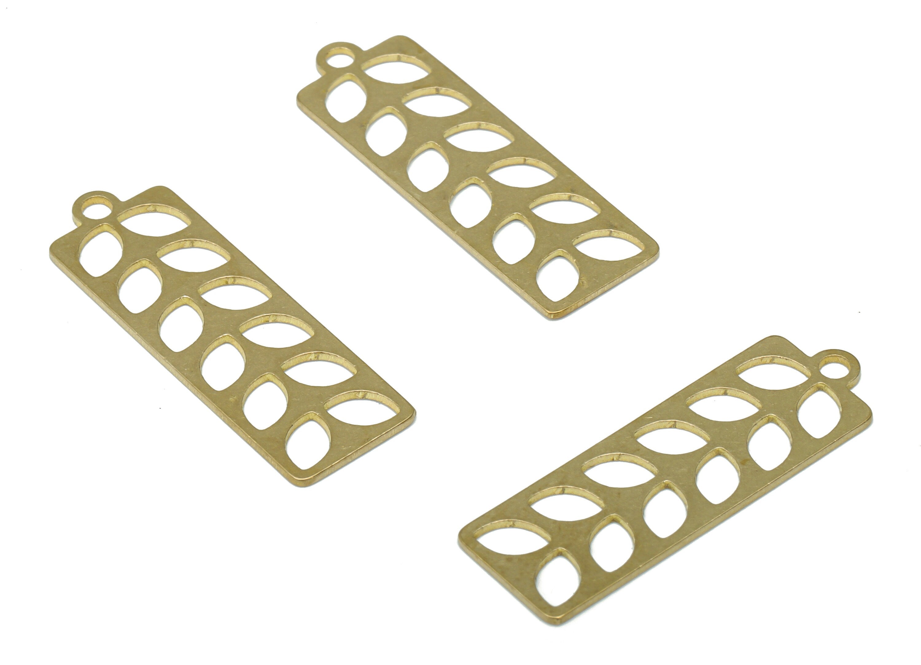 Brass Rectangle Leaf Earring Charms - Raw Brass Rectangle Pendant - DIY Jewelry Making Supplies - 29.9x10x0.64mm - PPA3474 - DOMEDBAZAAR