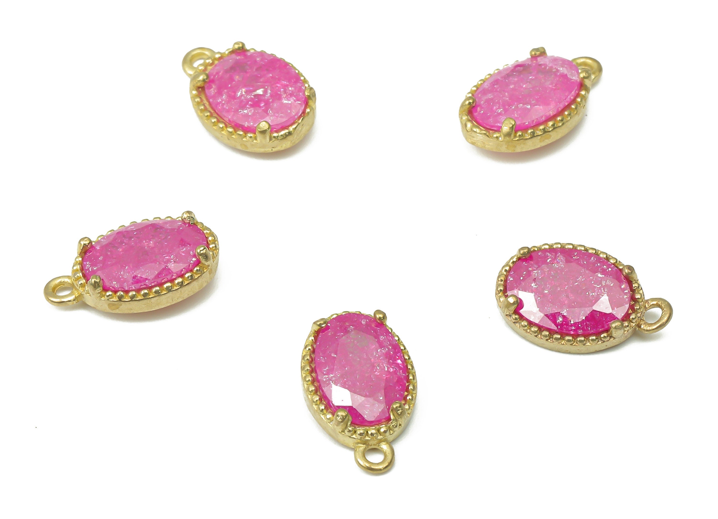 Brass Oval Earring Charms with Zircon - Raw Brass Oval Pendant - Earring Charms for Jewelry Making - 10.1x6.33x2.6mm - PP7430A - DOMEDBAZAAR