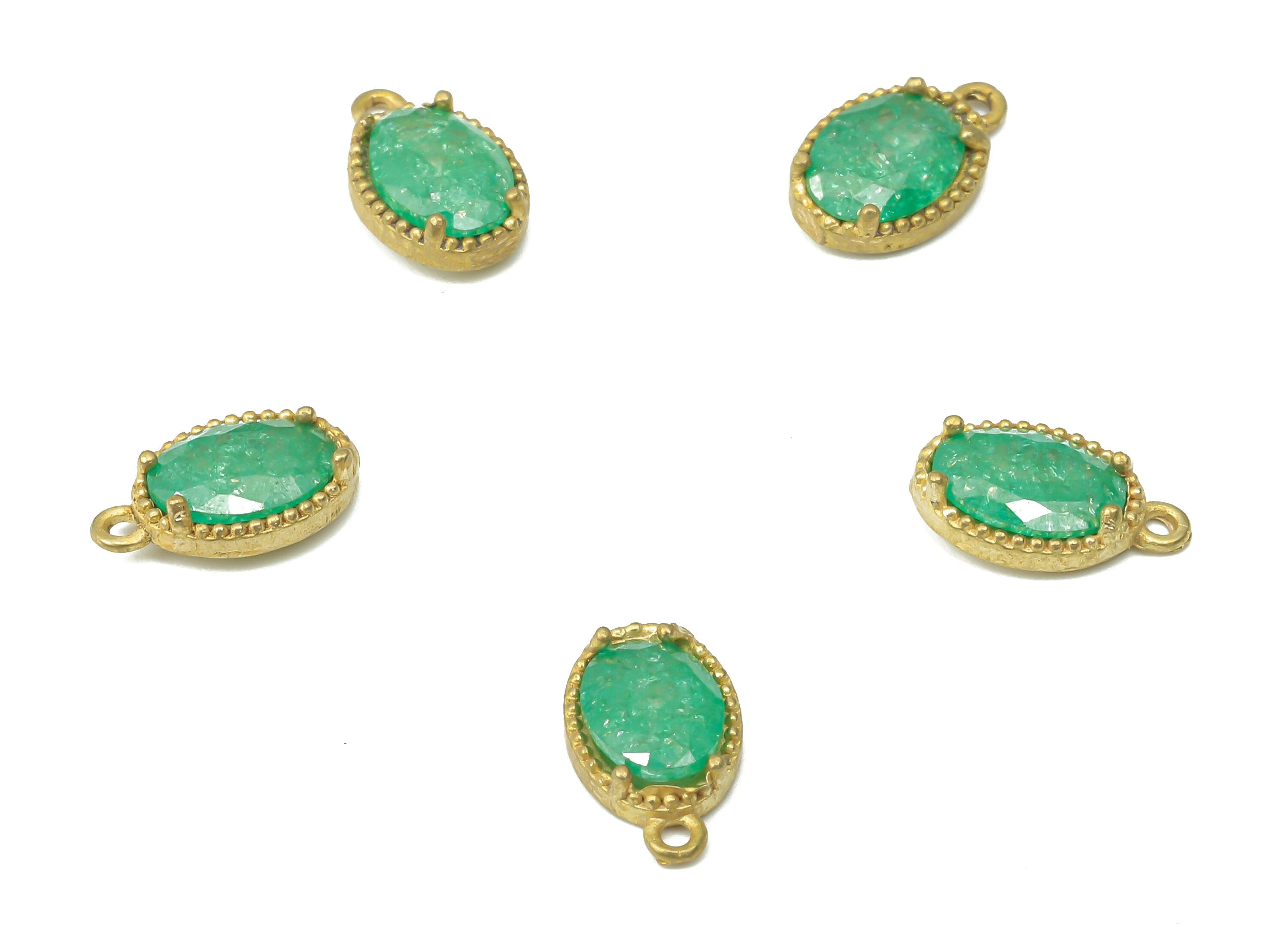 Brass Oval Earring Charms with Zircon - Raw Brass Oval Pendant - Earring Charms for Jewelry Making - 10.1x6.33x2.6mm - PP7430B - DOMEDBAZAAR