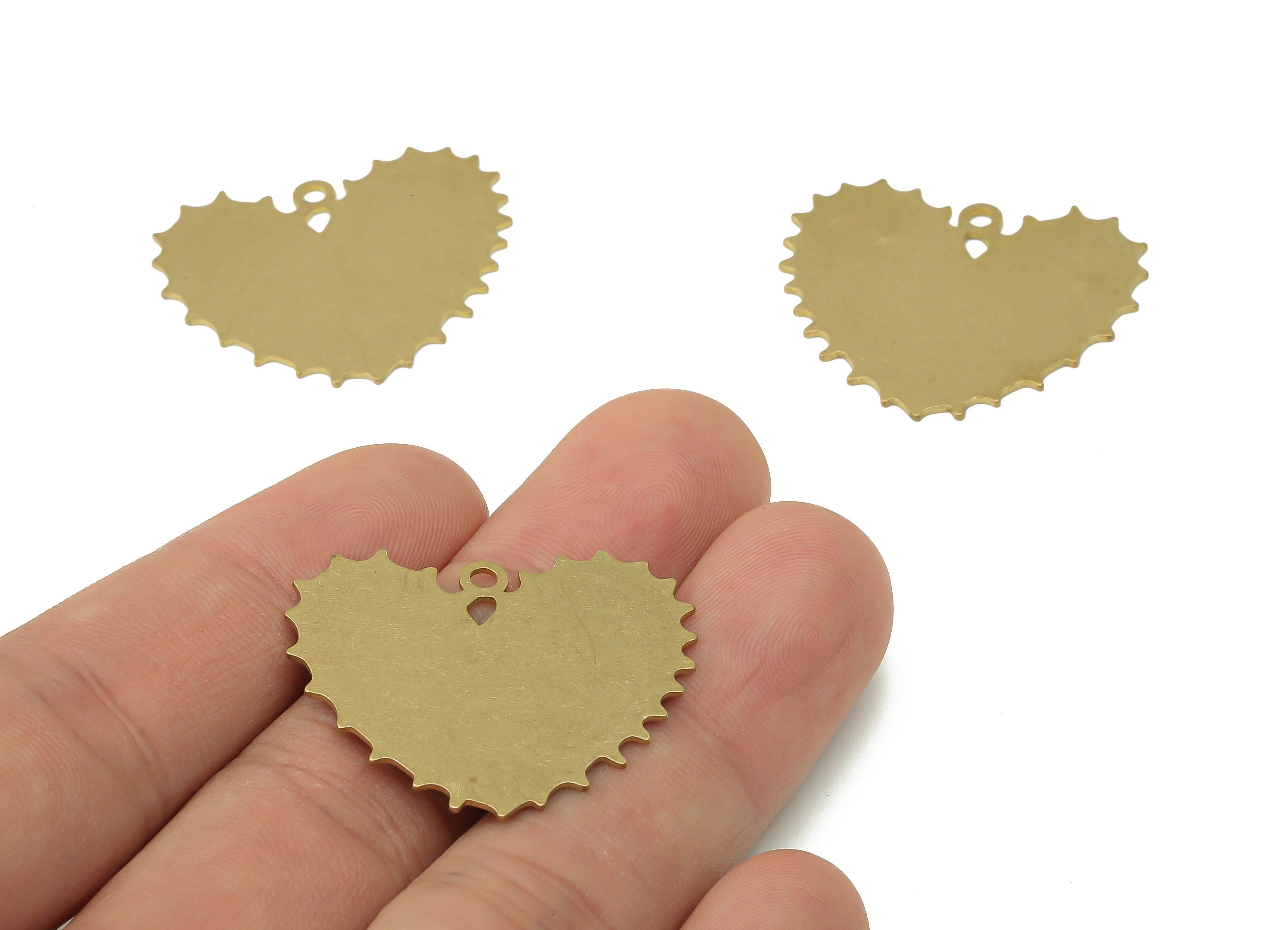 Personalized Stamping Blank - Brass Heart Earring Charms - Raw Brass Heart Pendant - Jewelry Making Supplies - 32x27.63x0.68mm - PPA3540 - DOMEDBAZAAR