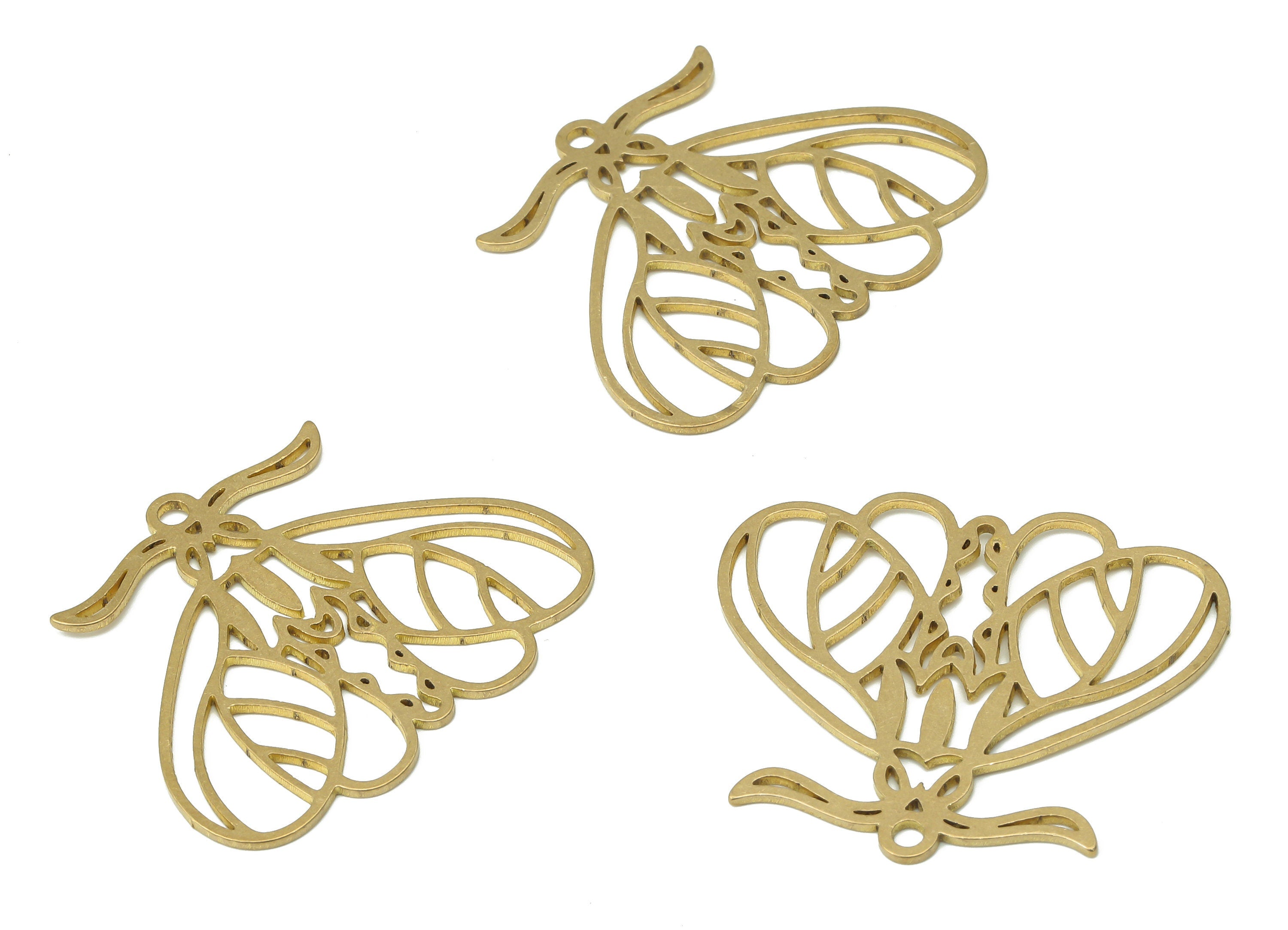 Brass Moth with Horn Earring Charms - Raw Brass Moth Pattern Pendant - Earring Charms for Jewelry Making - 35.74x30.88x0.84mm - PPA3823 - DOMEDBAZAAR