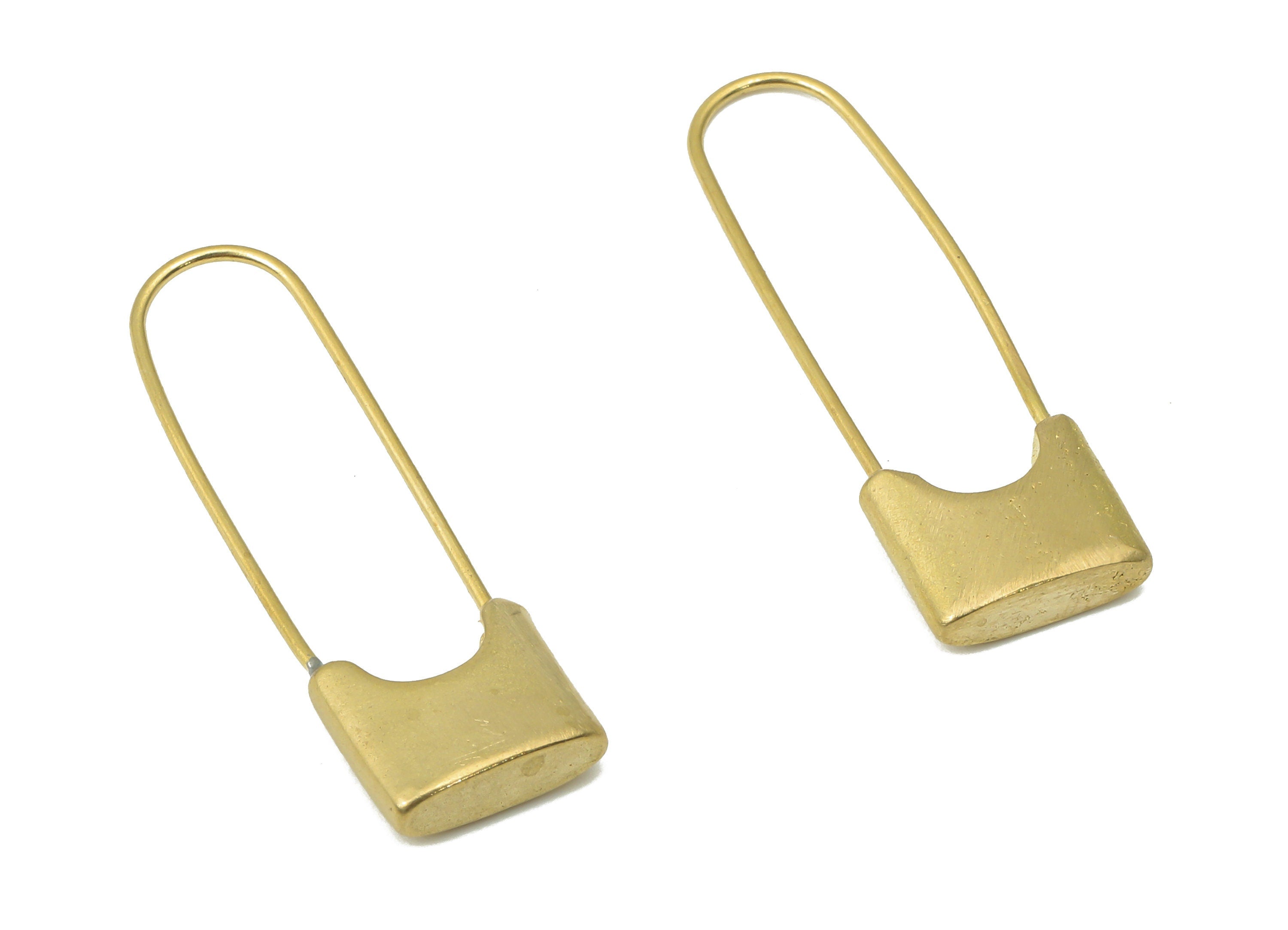 Brass Long Lock Earring Wire - Raw Brass Lock Earring - Jewelry Making Supplies - 30.17x9.5x3.1mm - PP7404 - DOMEDBAZAAR