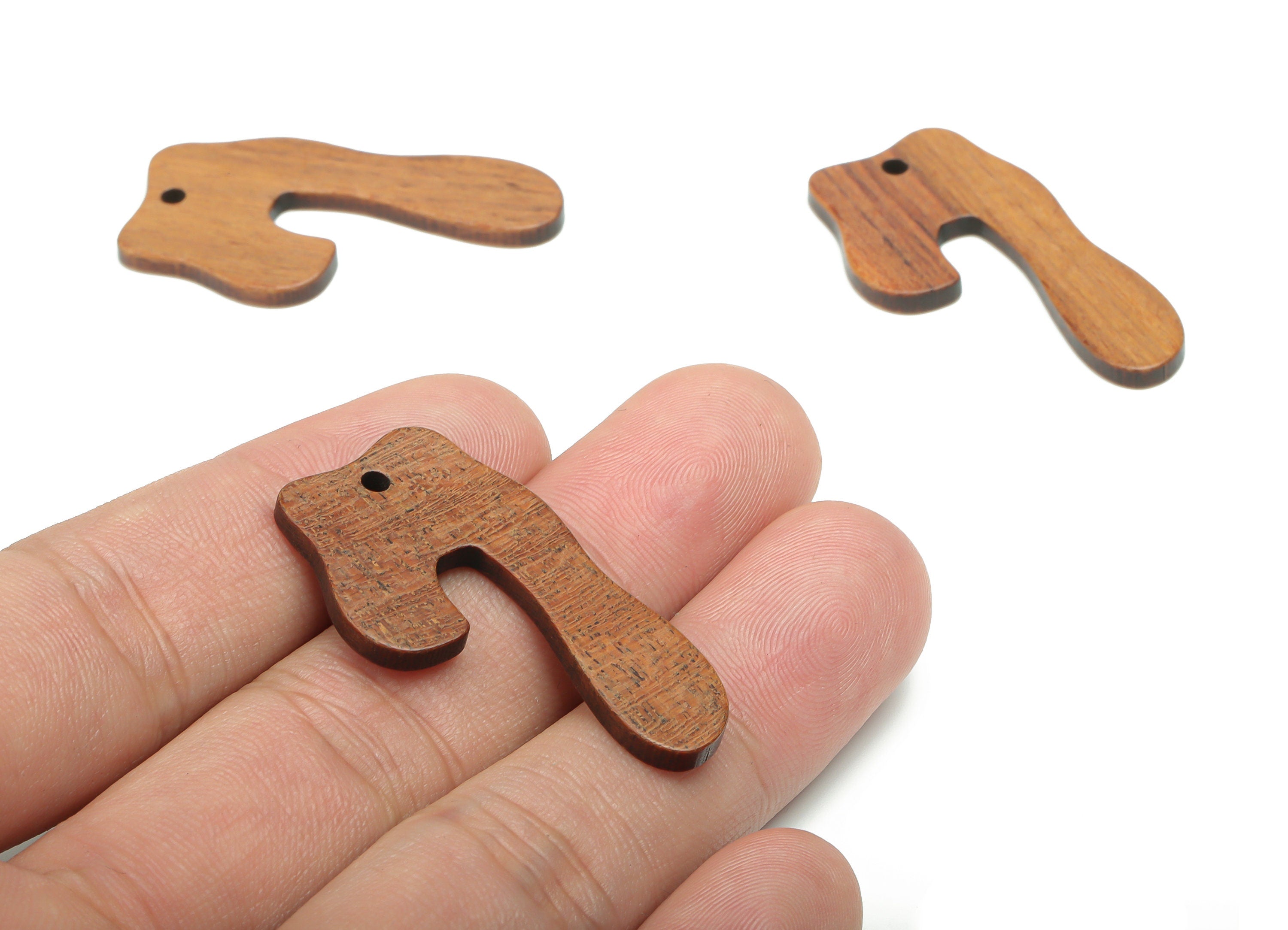 Walnut Wood U Irregular Earring Charms - Walnut Wood 7 Geometry Pendant - Melting Wood - Jewelry Supplies - 38.26x20.95x2.39mm - BB1229 - DOMEDBAZAAR
