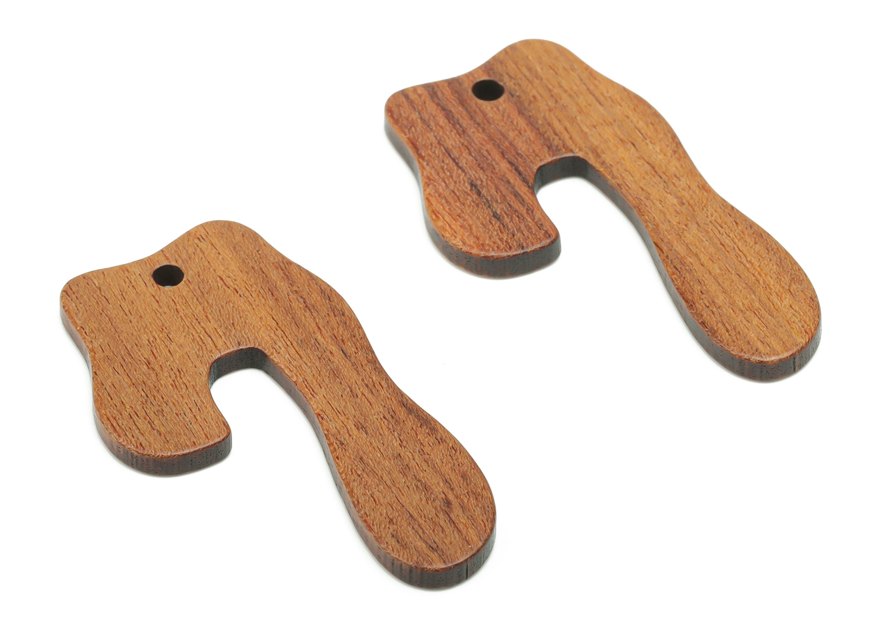 Walnut Wood U Irregular Earring Charms - Walnut Wood 7 Geometry Pendant - Melting Wood - Jewelry Supplies - 38.26x20.95x2.39mm - BB1229 - DOMEDBAZAAR