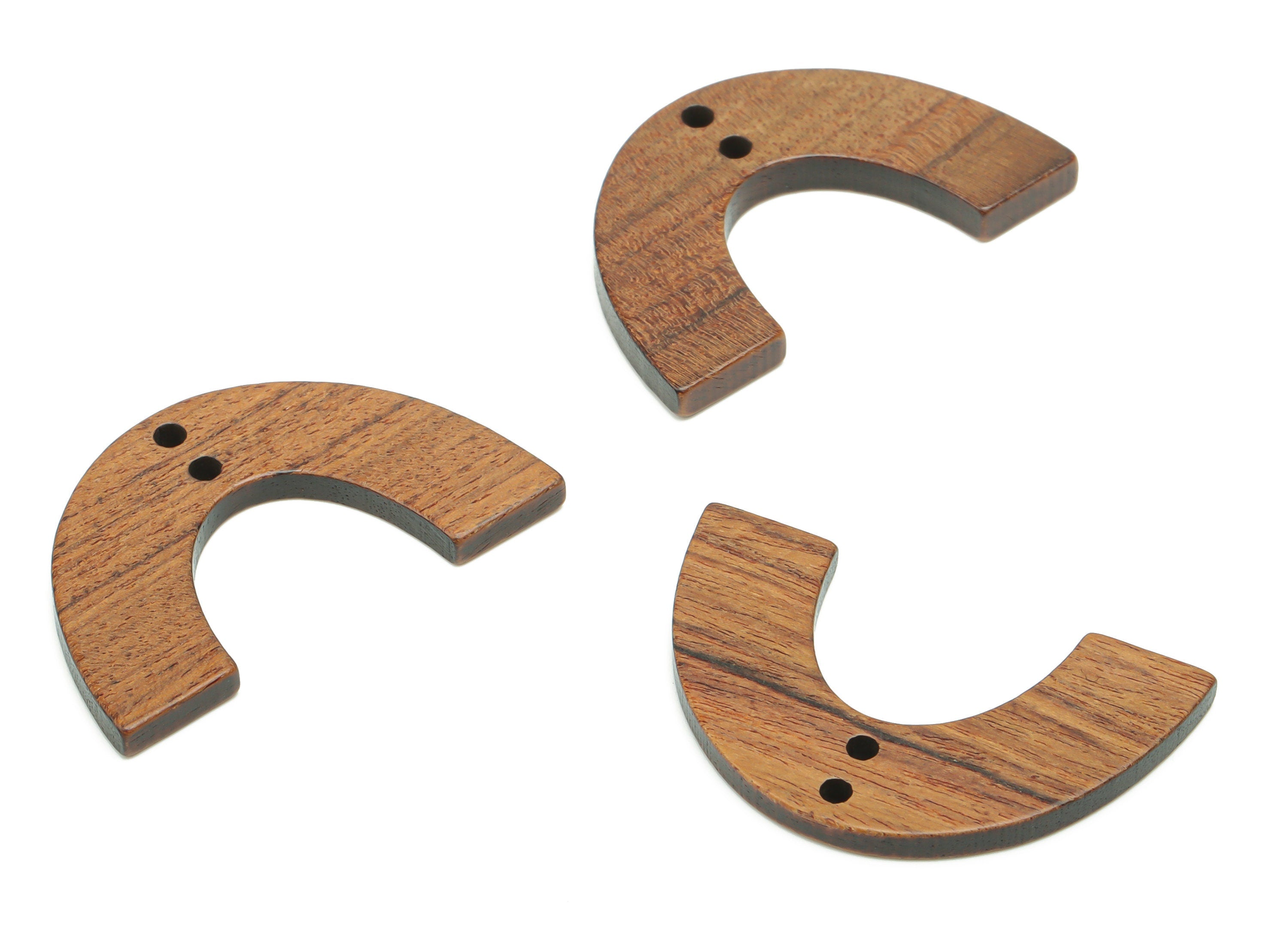 Walnut Wood Semicircle Earring Connectors - Walnut Wood U Charms and Pendant - 2 Holes - Jewelry Supplies - 33.53x20.94x2.13mm - BB1225 - DOMEDBAZAAR