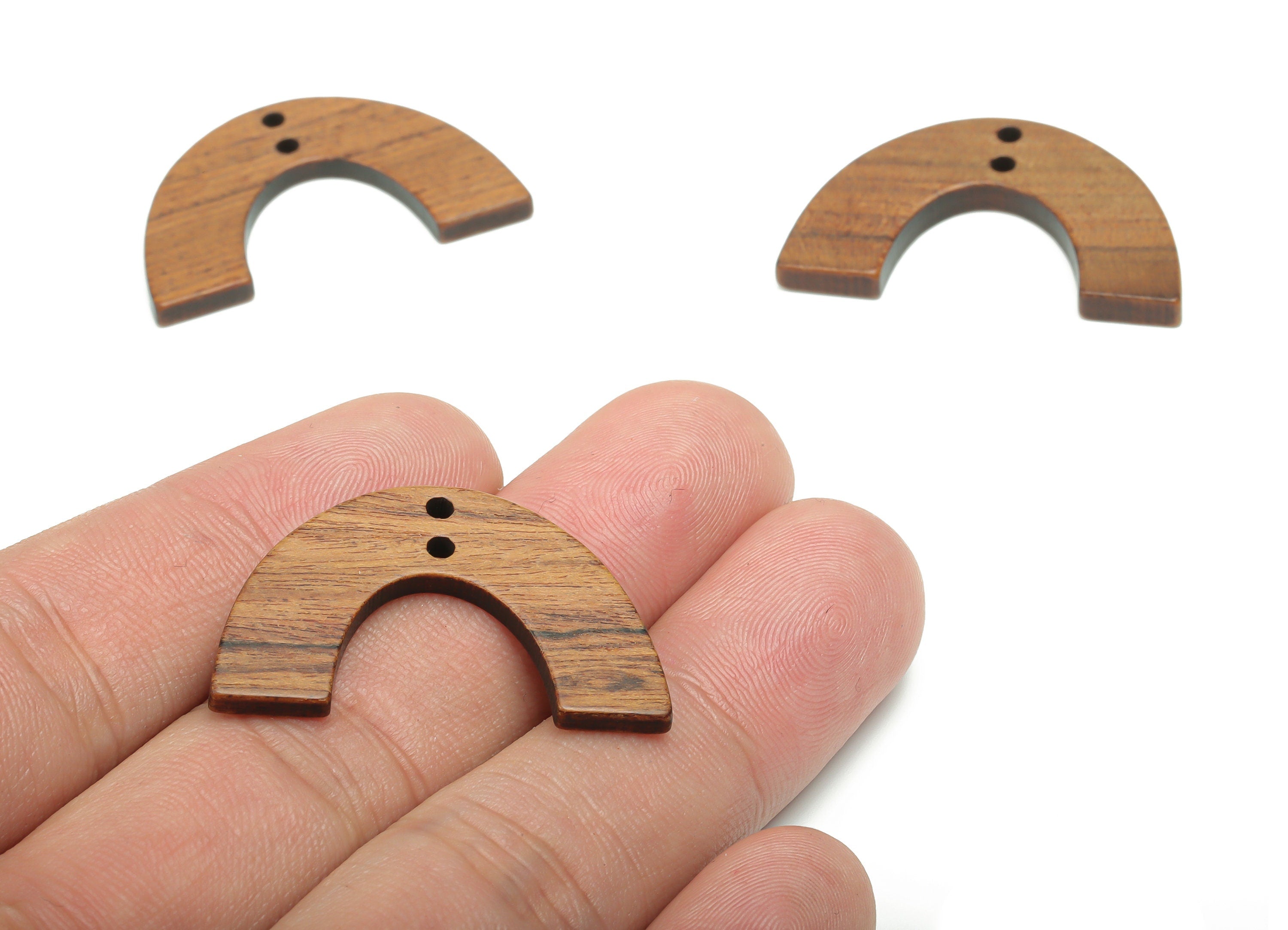 Walnut Wood Semicircle Earring Connectors - Walnut Wood U Charms and Pendant - 2 Holes - Jewelry Supplies - 33.53x20.94x2.13mm - BB1225 - DOMEDBAZAAR