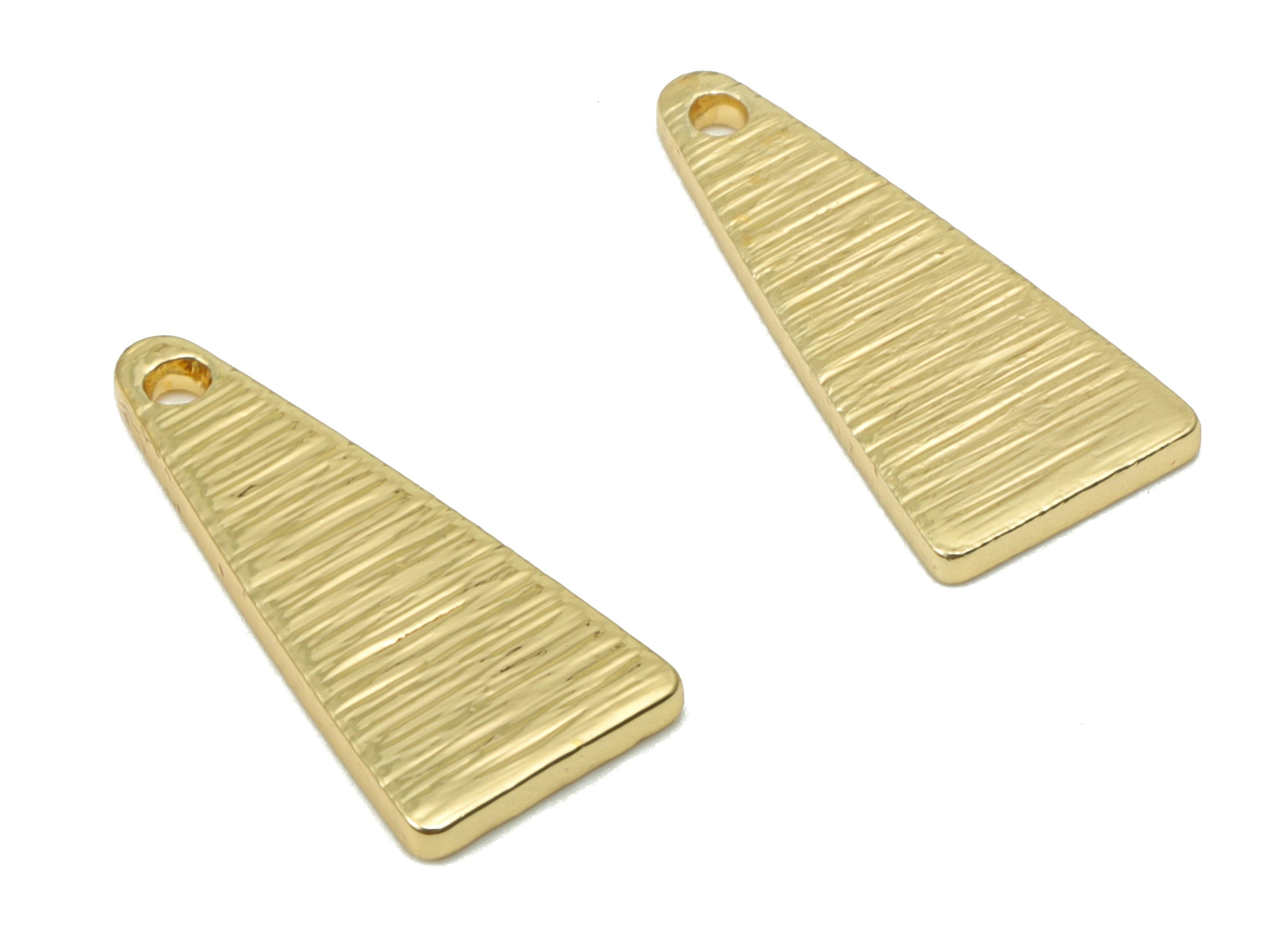 Brass Texture Mini Triangle Earring Charms - Gold Triangle Pendant - 18K Real Gold Plated Brass - Jewelry Supplies - 15.02x7x1mm - RGP4357 - DOMEDBAZAAR