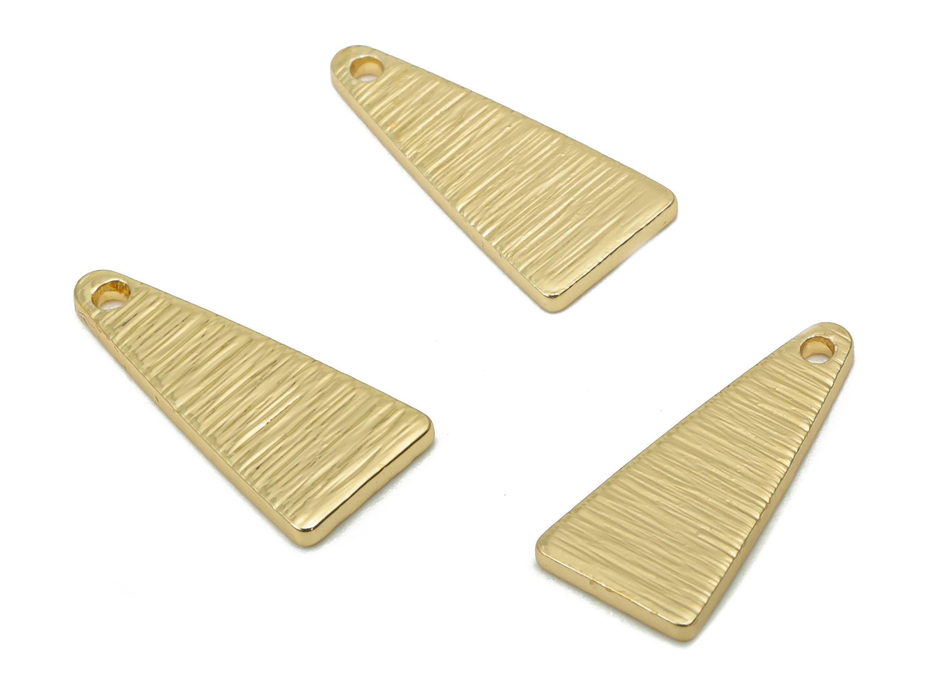 Brass Texture Mini Triangle Earring Charms - Gold Triangle Pendant - 18K Real Gold Plated Brass - Jewelry Supplies - 15.02x7x1mm - RGP4357 - DOMEDBAZAAR