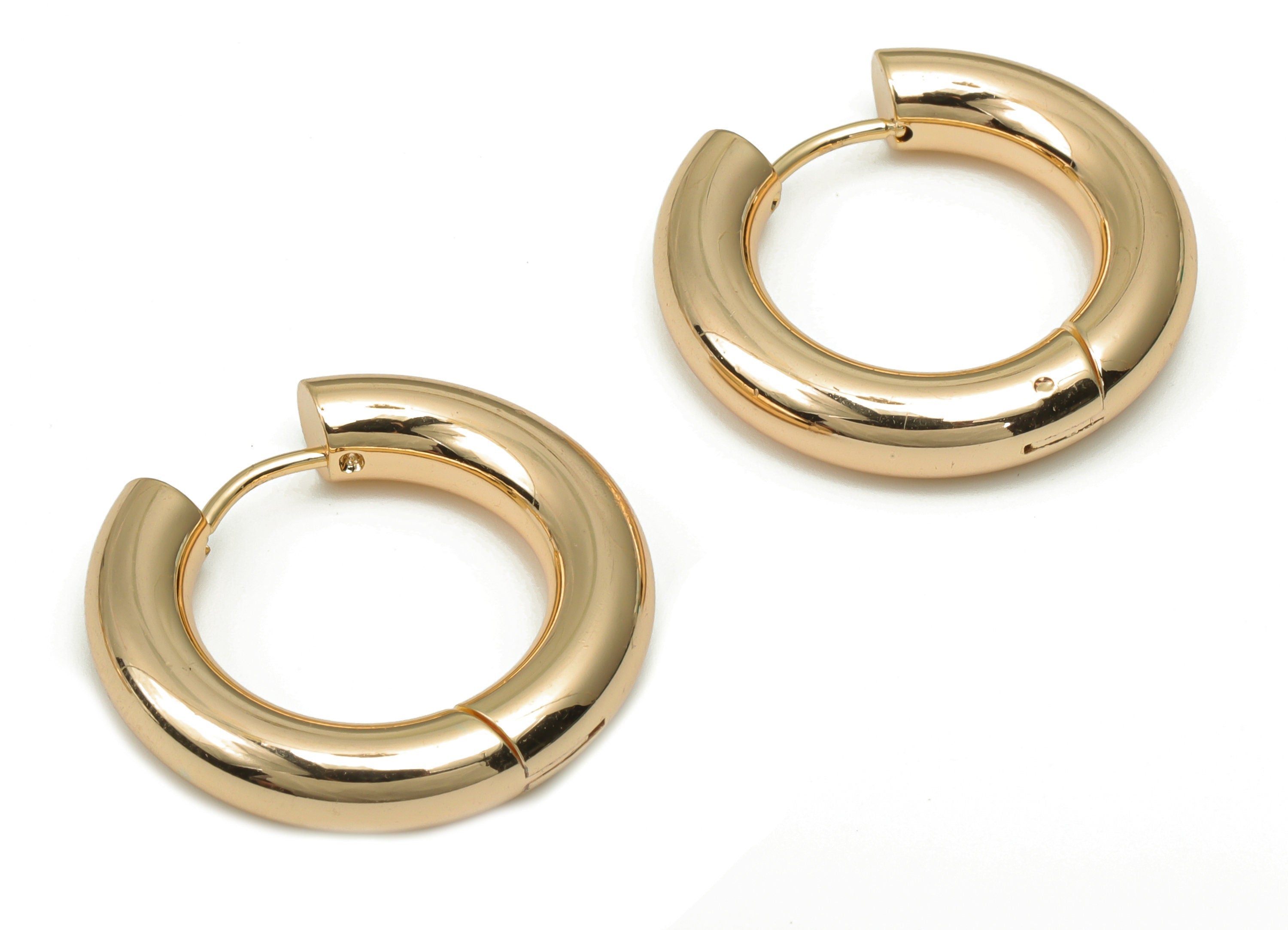 Brass Round Hoop Earring Clasp – Gold Dainty Circle Claps with Open Ring – 18K Real Gold Plated Brass - 26.4x25.21x5.07mm - RGP4355 - DOMEDBAZAAR