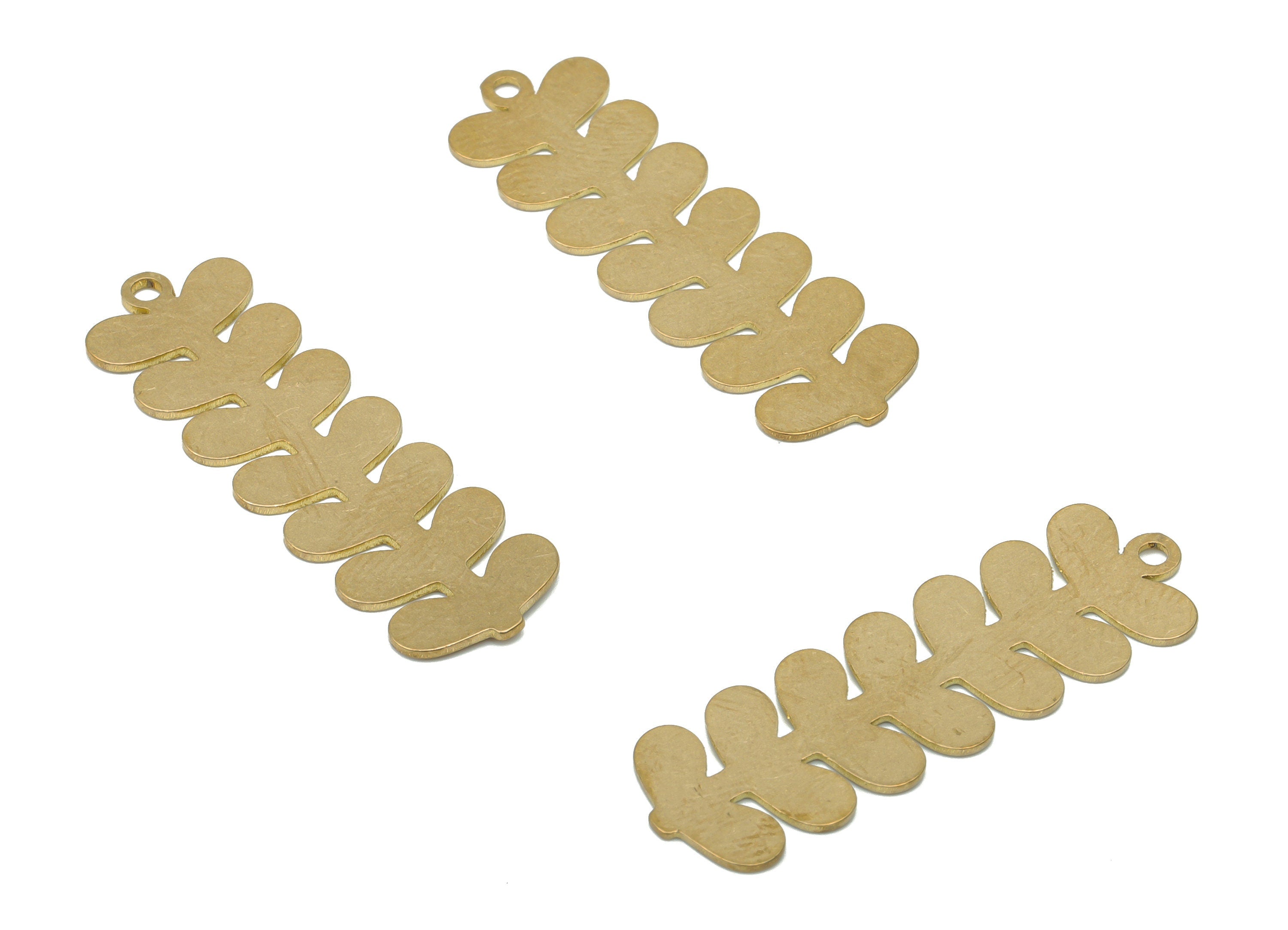 Brass Leaves Earring Charms - Raw Brass Leafs Pendant - DIY Jewelry Making Supplies - 34.73x11x0.64mm - PPA3519 - DOMEDBAZAAR