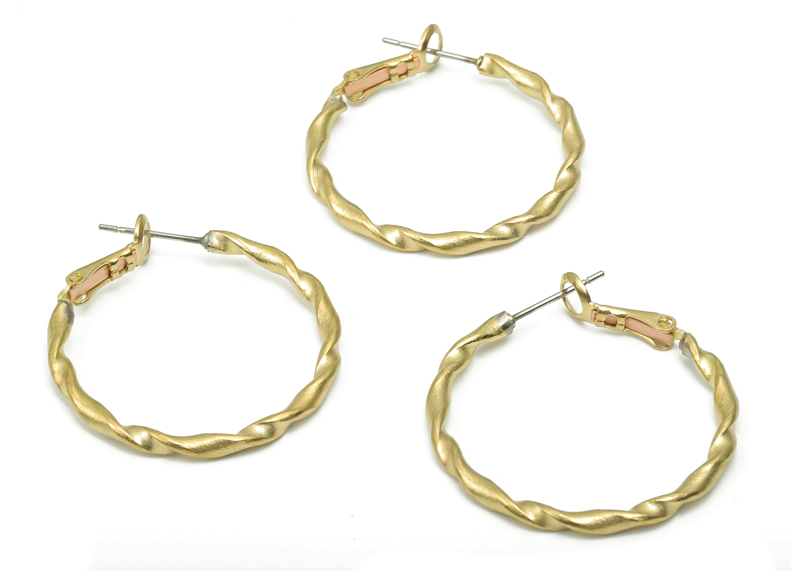 Brass Twisted Hoop Leverback Earring - Raw Brass Knot Round Ear Hoop - 316 Surgical Stainless Steel Stud - 30.63x30.08x2.15mm - PP5205-30 - DOMEDBAZAAR