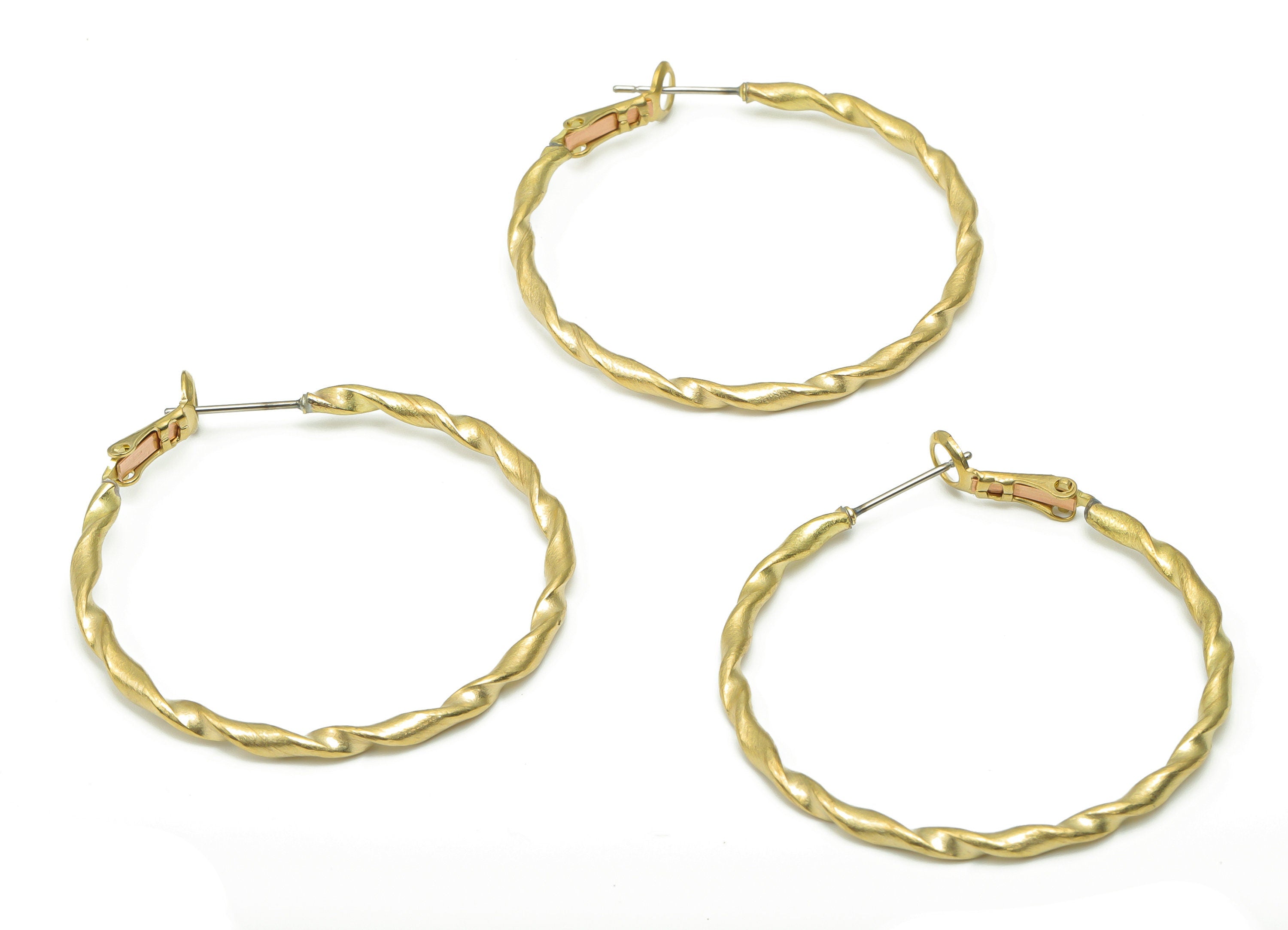 Brass Twisted Ear Hoop  - Raw Brass Knot Round Leverback Earring - 316 Surgical Stainless Steel Stud - 42.97x40.58x2.22mm - PP5205-40 - DOMEDBAZAAR