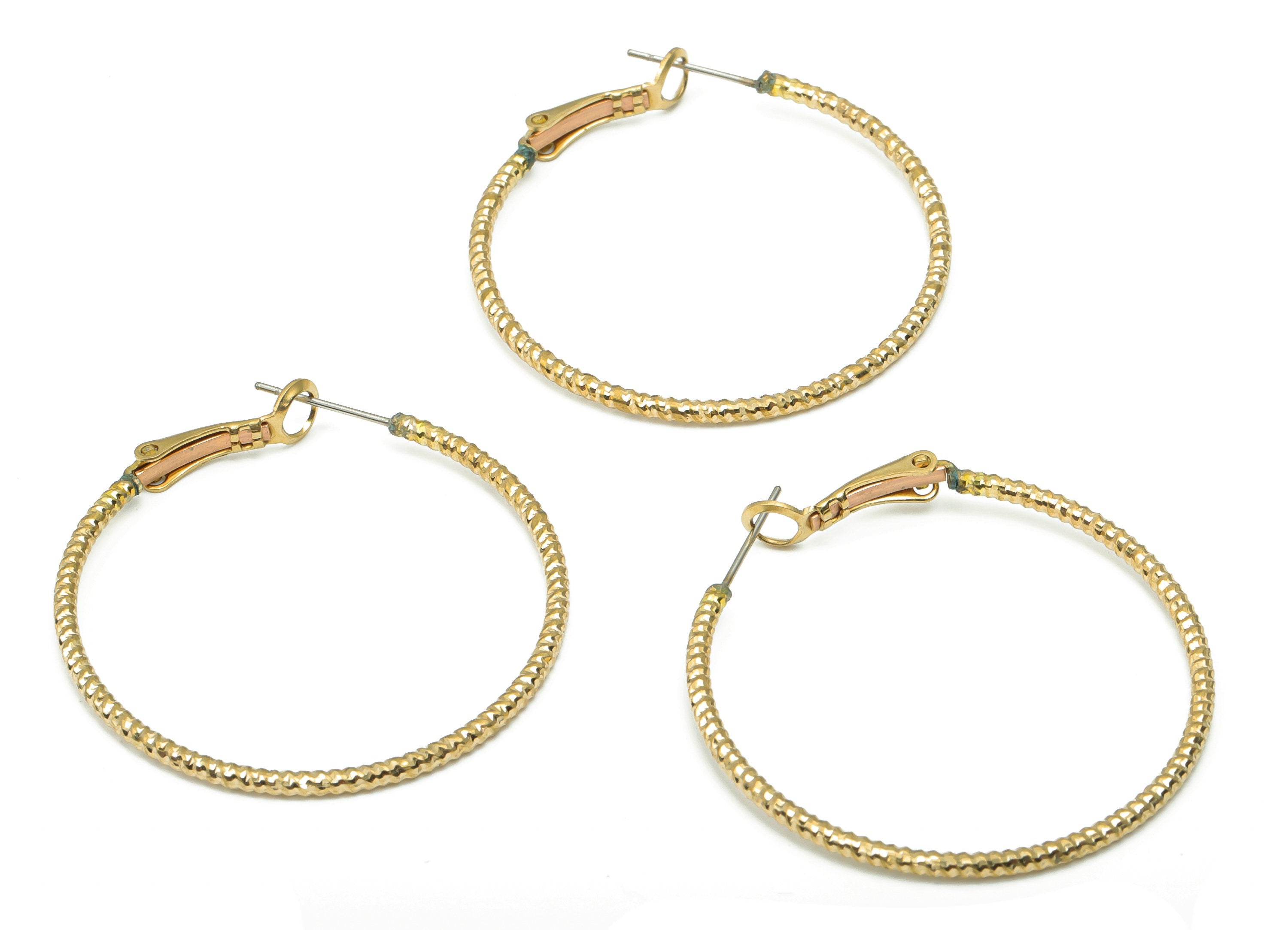Brass Spiral Round Hoop Clasp - Raw Brass Circle Leverback Ear Hoop - 316 Surgical Stainless Steel Stud - 41.8x40.4x1.93mm - PP5208-40 - DOMEDBAZAAR