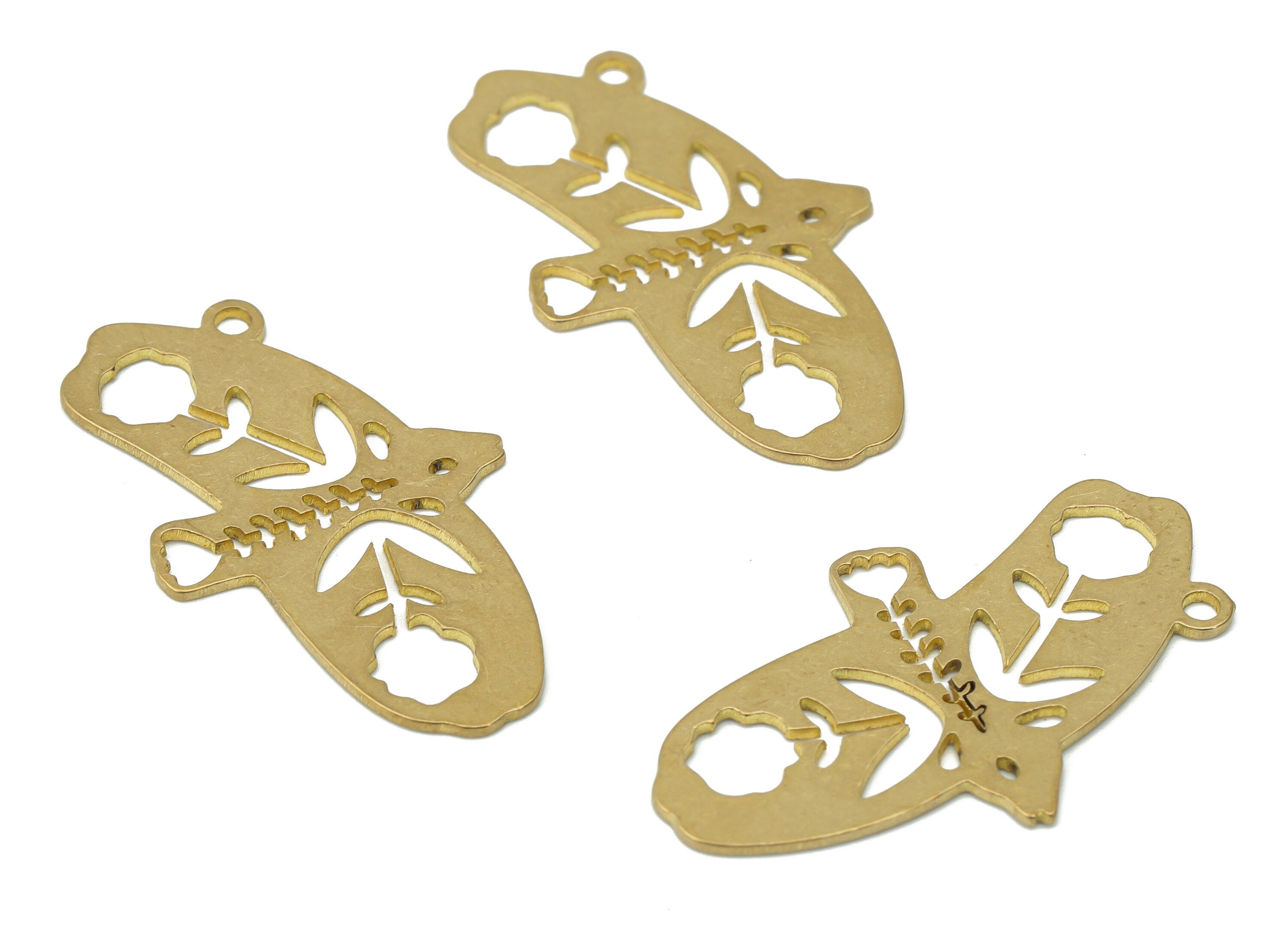 Brass Flying Bird Flower Leaves Earring Charms - Raw Brass Flower Leaf Pendant - Jewelry Making Supplies - 30.29x17.83x0.64mm - PPA3485 - DOMEDBAZAAR