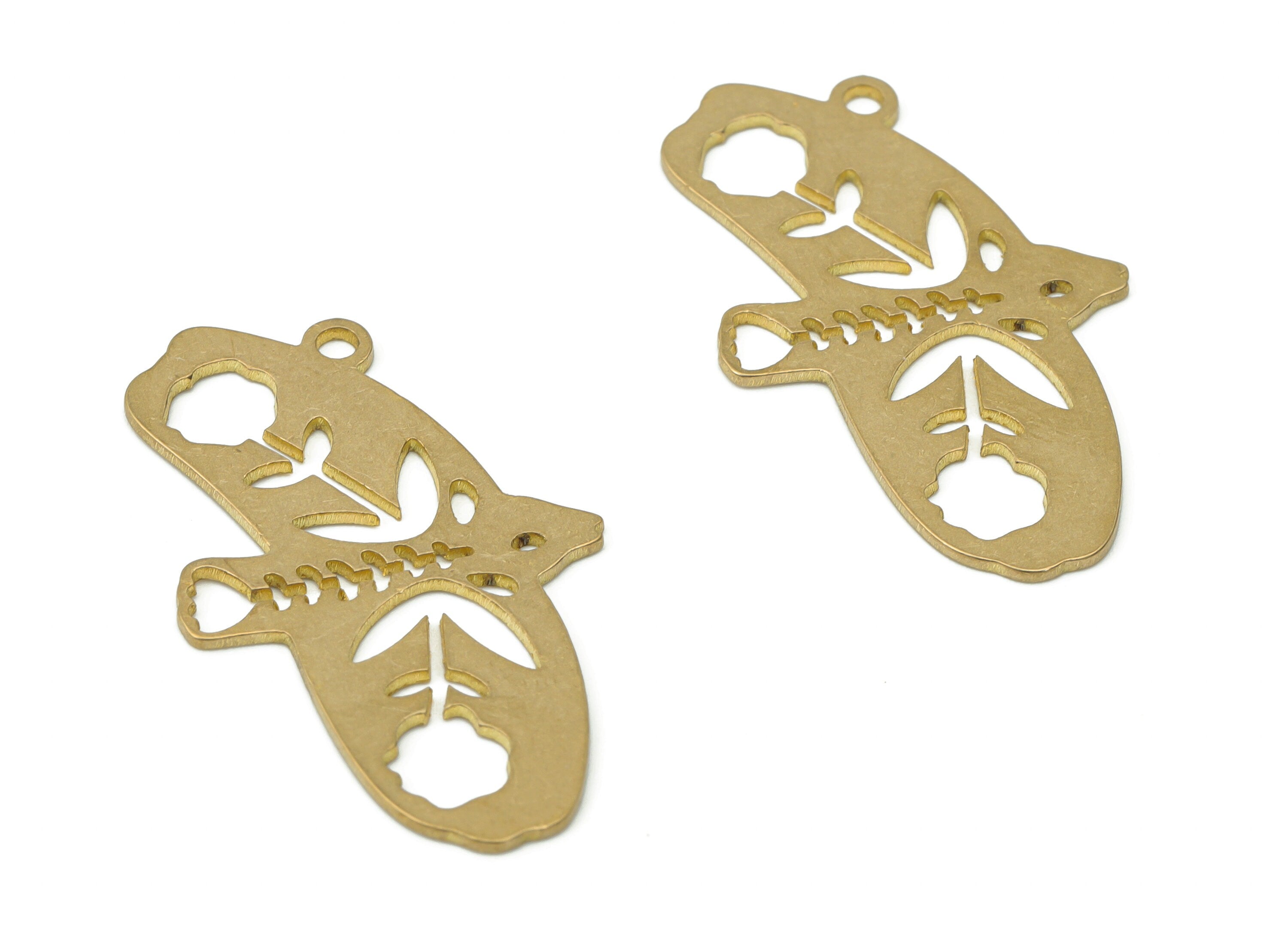 Brass Flying Bird Flower Leaves Earring Charms - Raw Brass Flower Leaf Pendant - Jewelry Making Supplies - 30.29x17.83x0.64mm - PPA3485 - DOMEDBAZAAR
