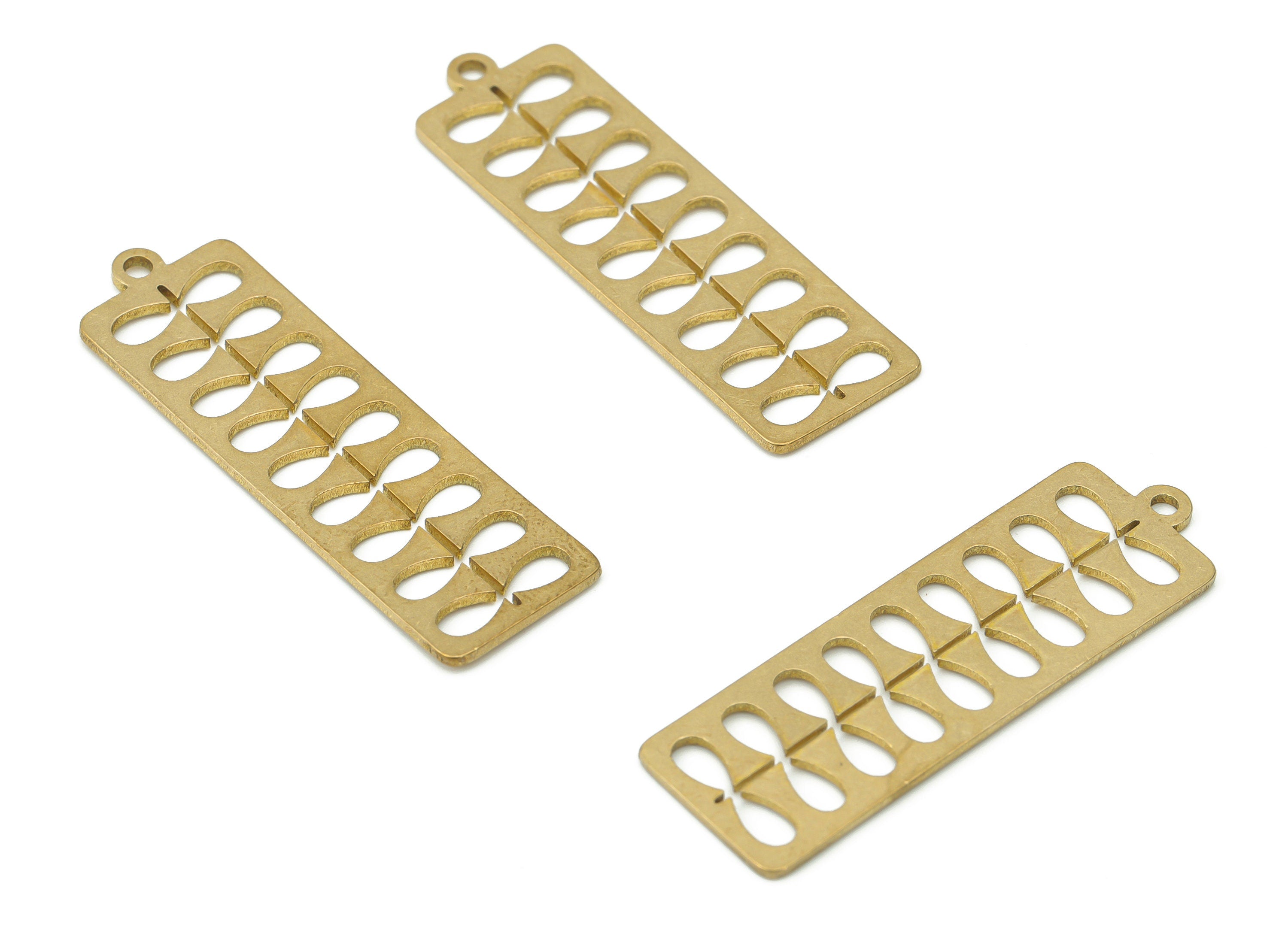 Brass Long Bar Rectangle Leaf Charms - Raw Brass Branch Rectangle Pendant - Laser Cut Charm -  Jewelry Making - 35.79x11x0.7mm - PPA3459 - DOMEDBAZAAR