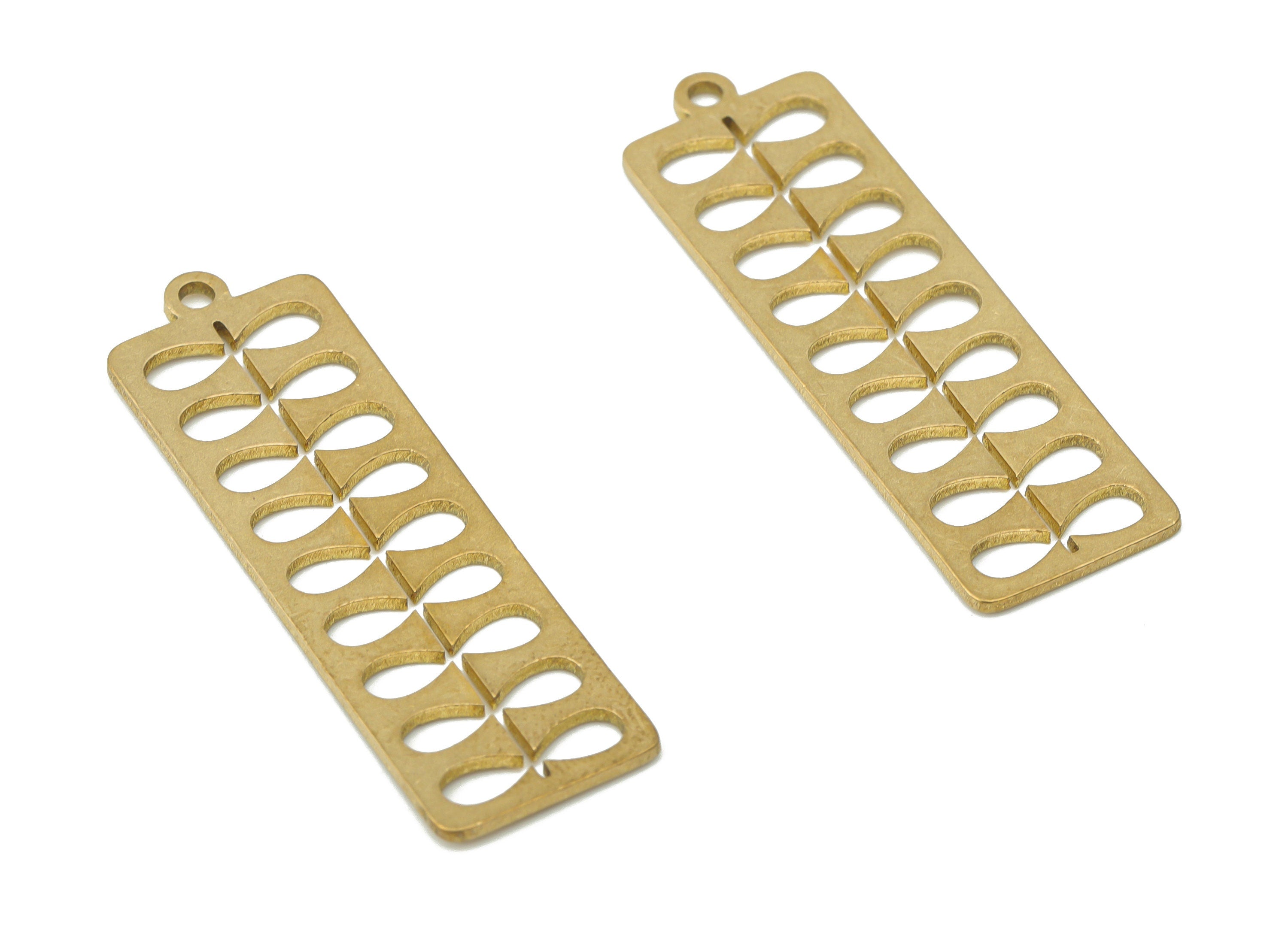 Brass Long Bar Rectangle Leaf Charms - Raw Brass Branch Rectangle Pendant - Laser Cut Charm -  Jewelry Making - 35.79x11x0.7mm - PPA3459 - DOMEDBAZAAR