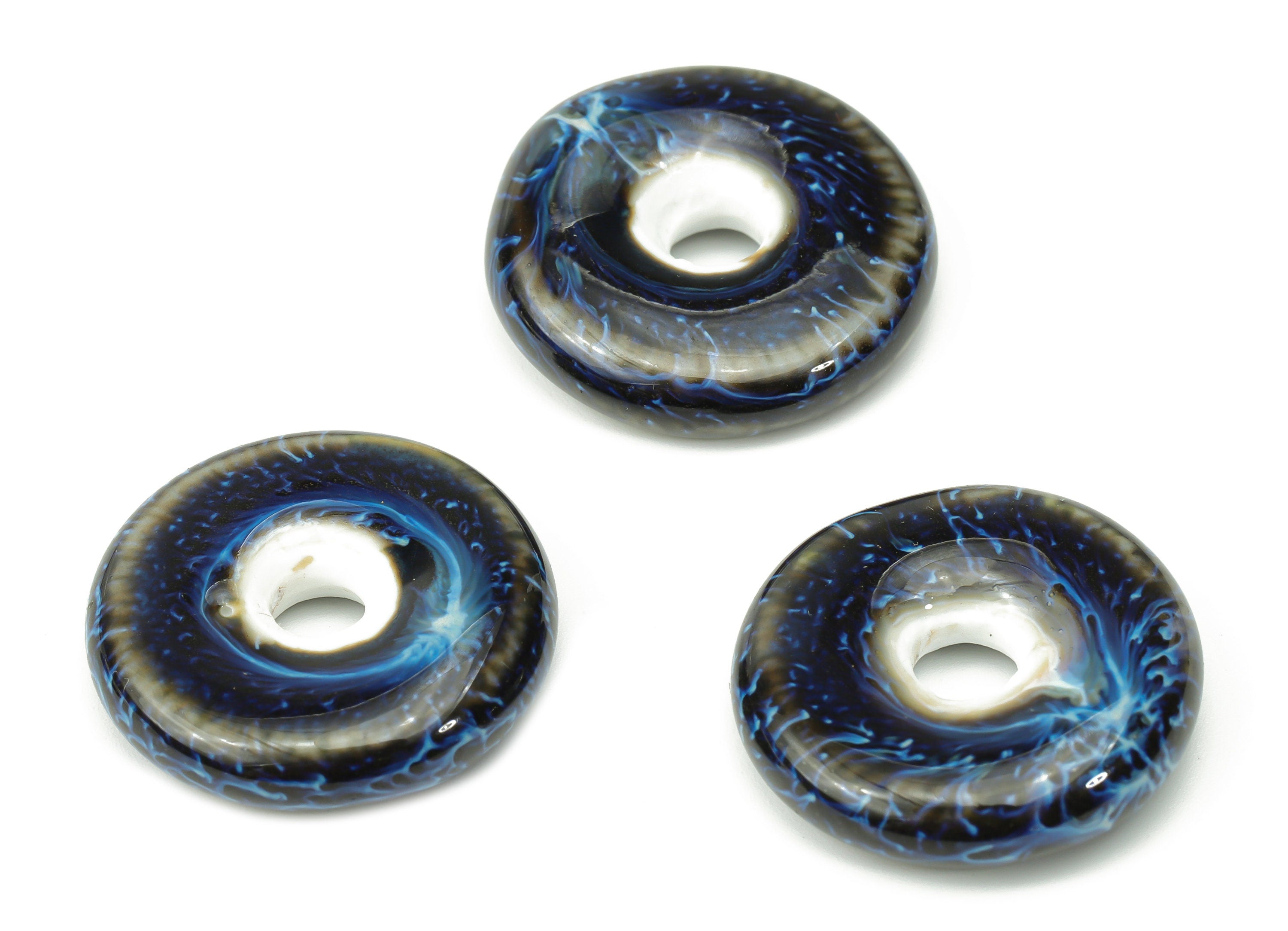 Glazed Ceramic Donate Beads - Carved Circle Beads - Handmade Beads - Bracelet Making Beads - Connectors Beads - 20.26x20.26x5.97mm - NS1795 - DOMEDBAZAAR